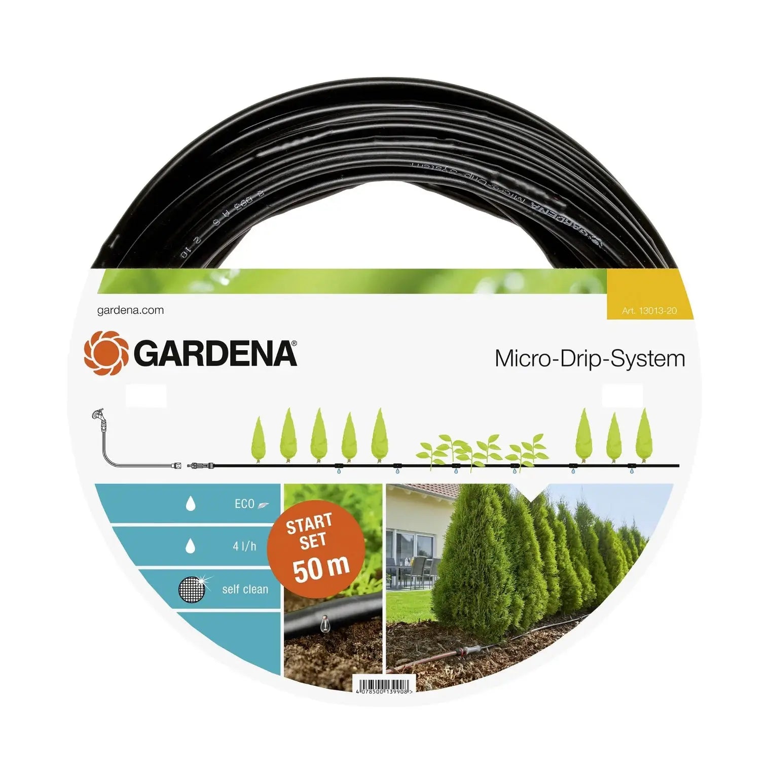 Gardena Start Set for Rows of Plants - Above Ground Drip Irrigation System Kit 13013-20 | Perfect for Vegetable Gardens, Flower Beds & Landscape Watering