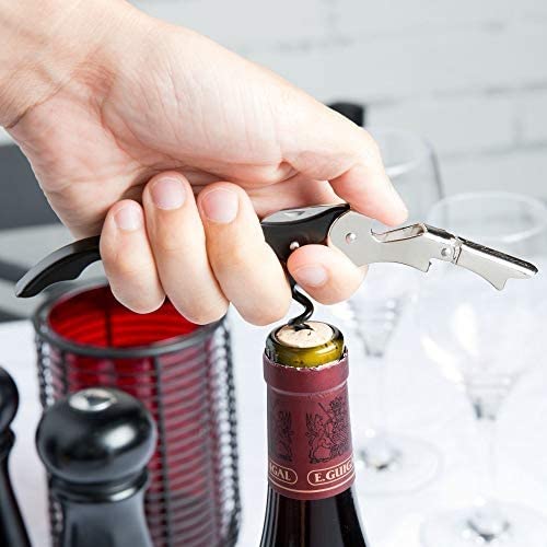 Premium Black Stainless Steel Wine Bottle Opener - Corkscrew for Wine & Beer | Elegant Bar Tool for Home, Parties & Restaurants