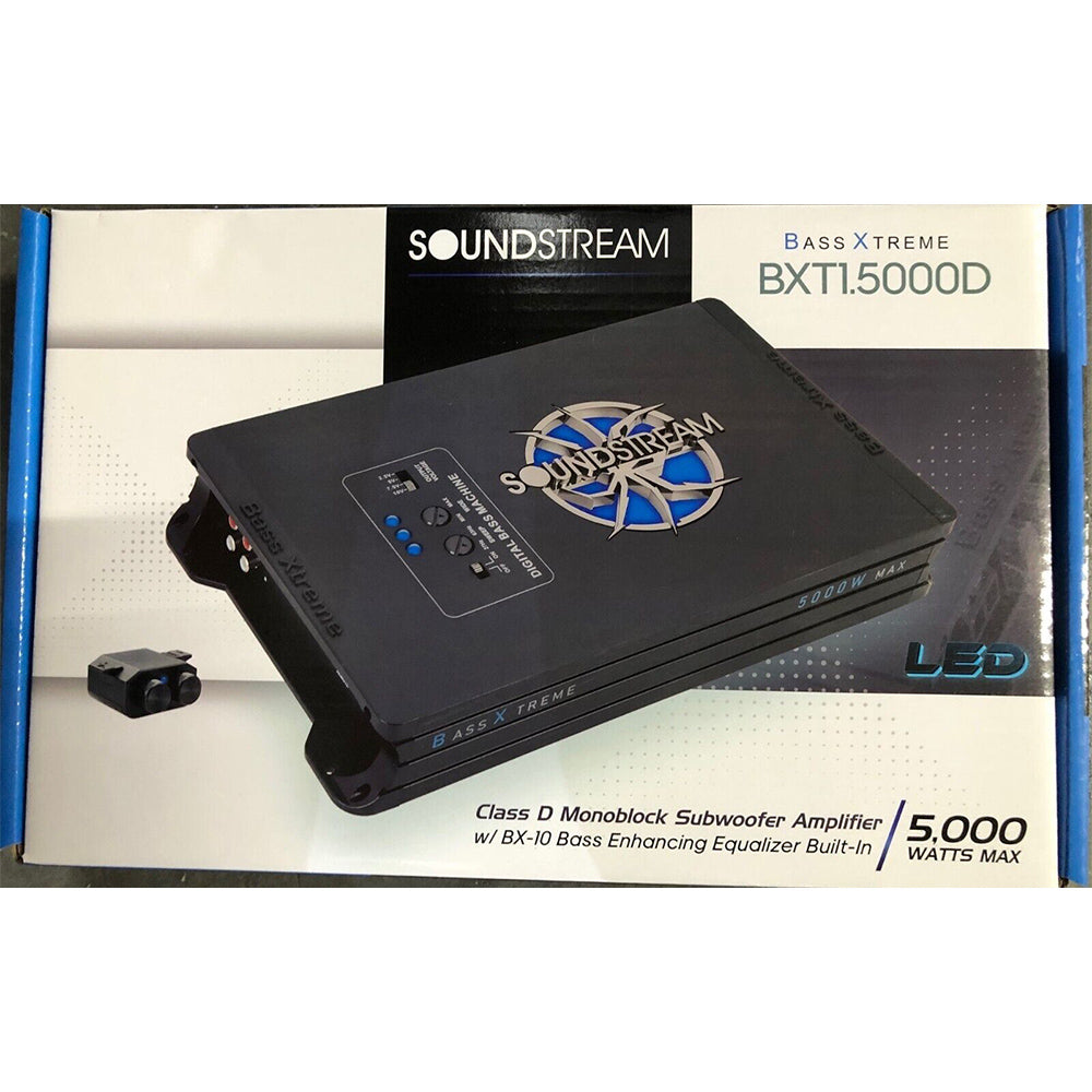 Soundstream BXT1.5000D 5000W High Power Digital Mono Car Amplifier with Bass Boost - Perfect for Car Audio Systems, Subwoofers & Bass Enhancement