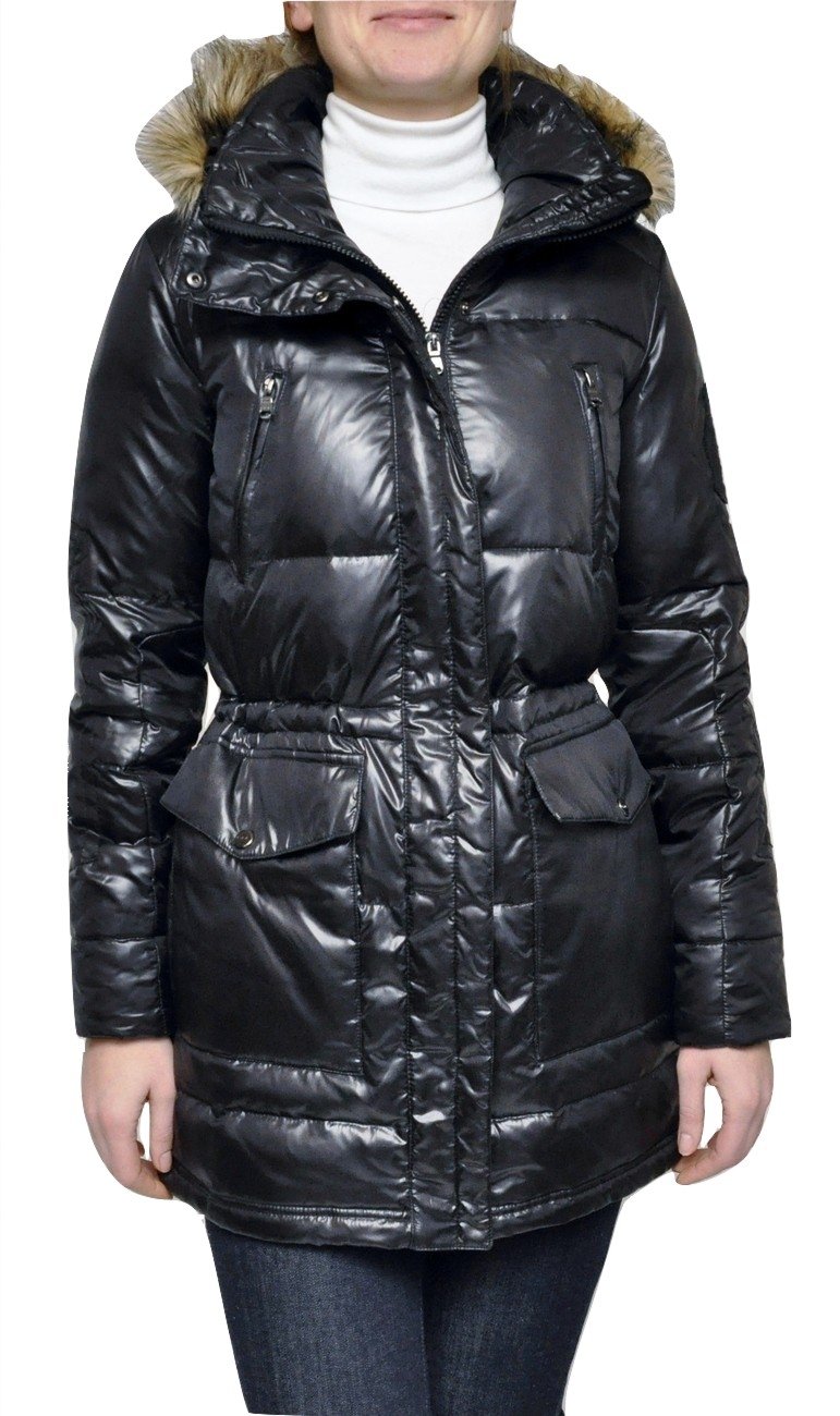 LAUREN RALPH LAUREN Faux Fur Hooded Down Jacket Puffer Parka Coat for Women - Black (X-Small) | Winter Warm Outerwear for Casual & Outdoor Activities