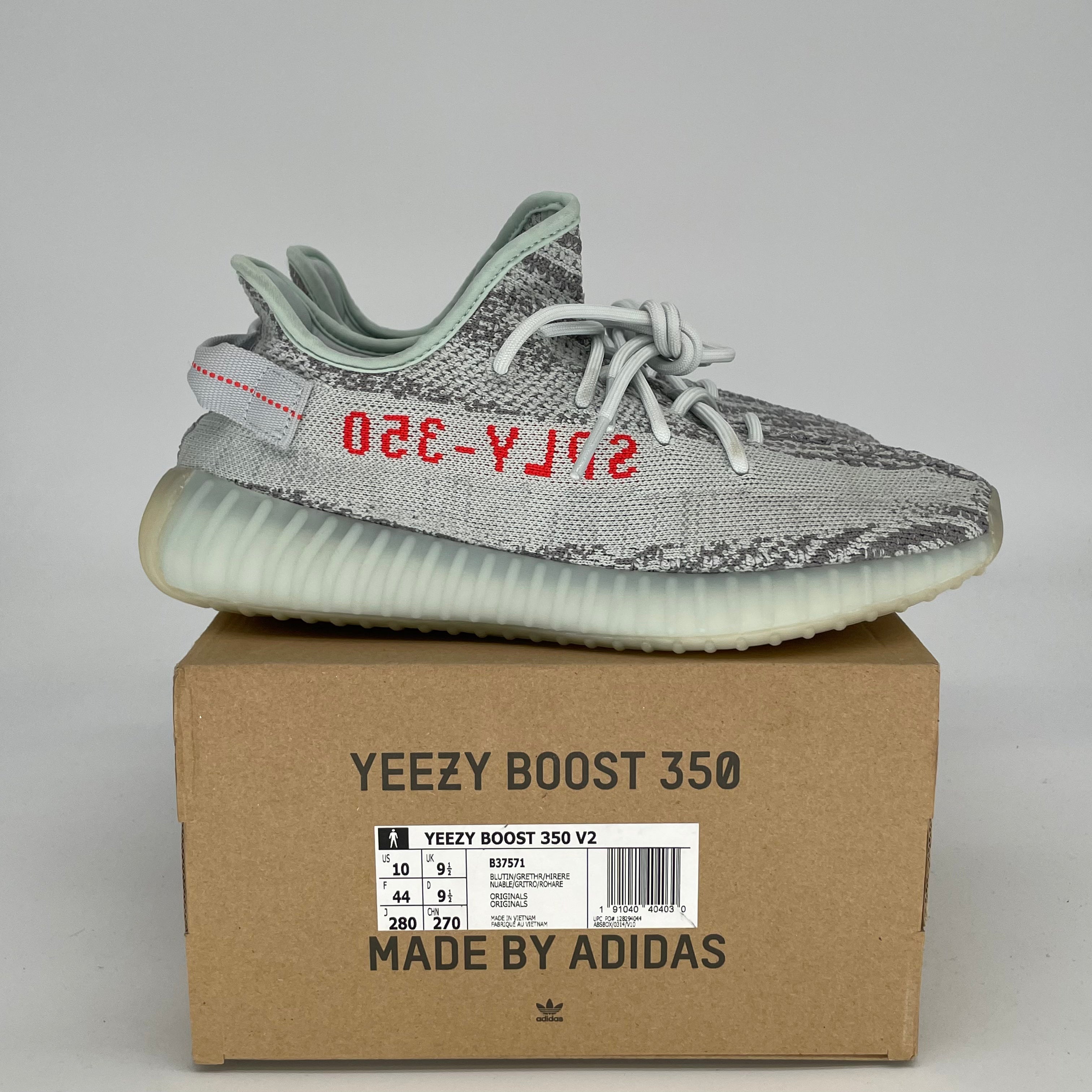 Adidas Yeezy Boost 350 V2 Blue Tint Sneakers - Men's Size 10 / Women's Size 11.5 (Style Code B37571) | Comfortable Running Shoes for Casual Wear & Street Fashion