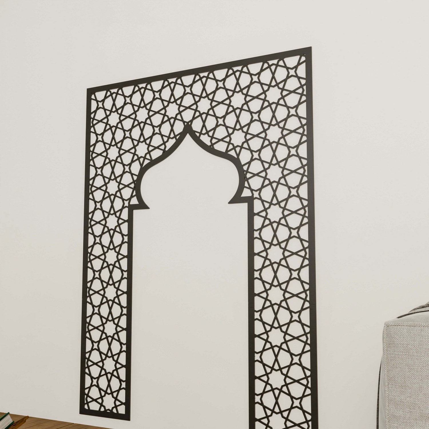 Handcrafted Wooden Mihrab Prayer Room Decor - Islamic Geometric Design Wall Art for Home & Mosque - Perfect for Ramadan, Eid & Daily Prayers