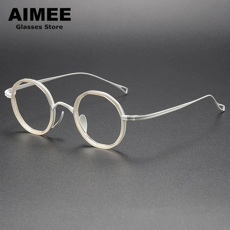 Aimee Women's Full Rim Round Titanium Acetate Eyeglasses 480871 - Lightweight & Durable Frame for Work, Reading & Everyday Use