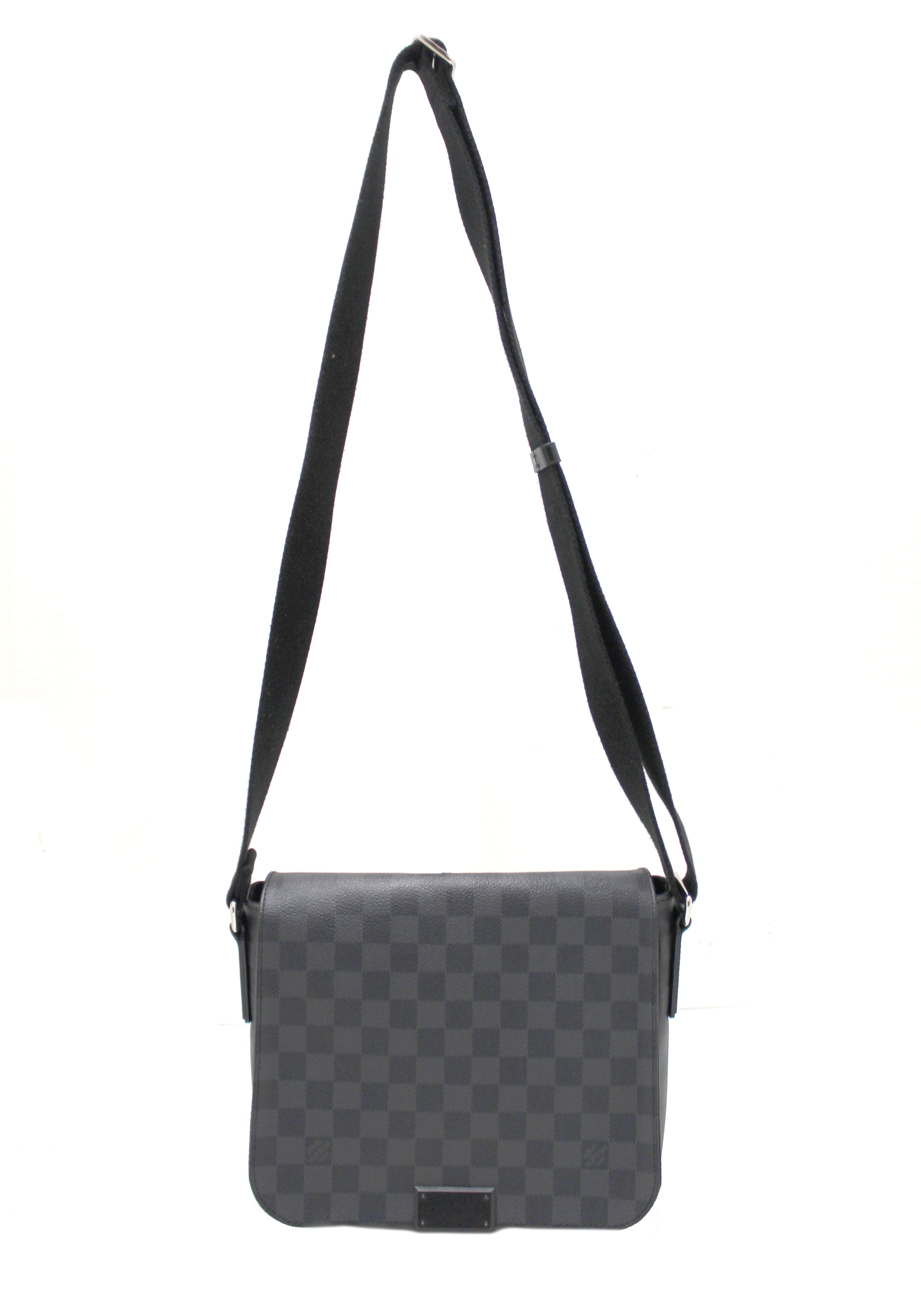 Authentic Louis Vuitton Damier Graphite District PM Messenger Bag for Men - Luxury Crossbody Shoulder Bag - Business Travel & Everyday Use