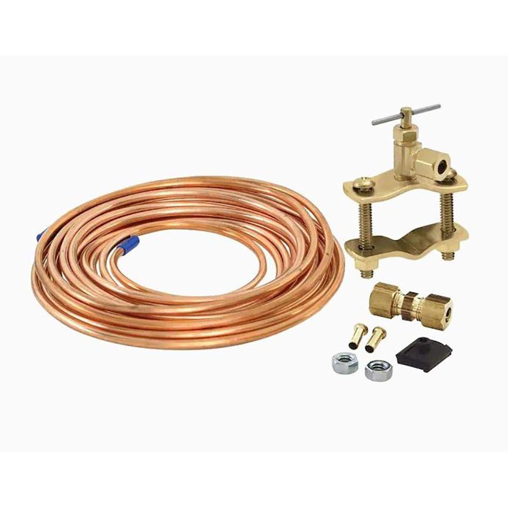 Thrifco 4400714 15ft 1/4 Inch Compression Inlet/Outlet Copper Tubing Ice Maker Installation Kit - Perfect for Refrigerator & Under Counter Ice Machine Setup
