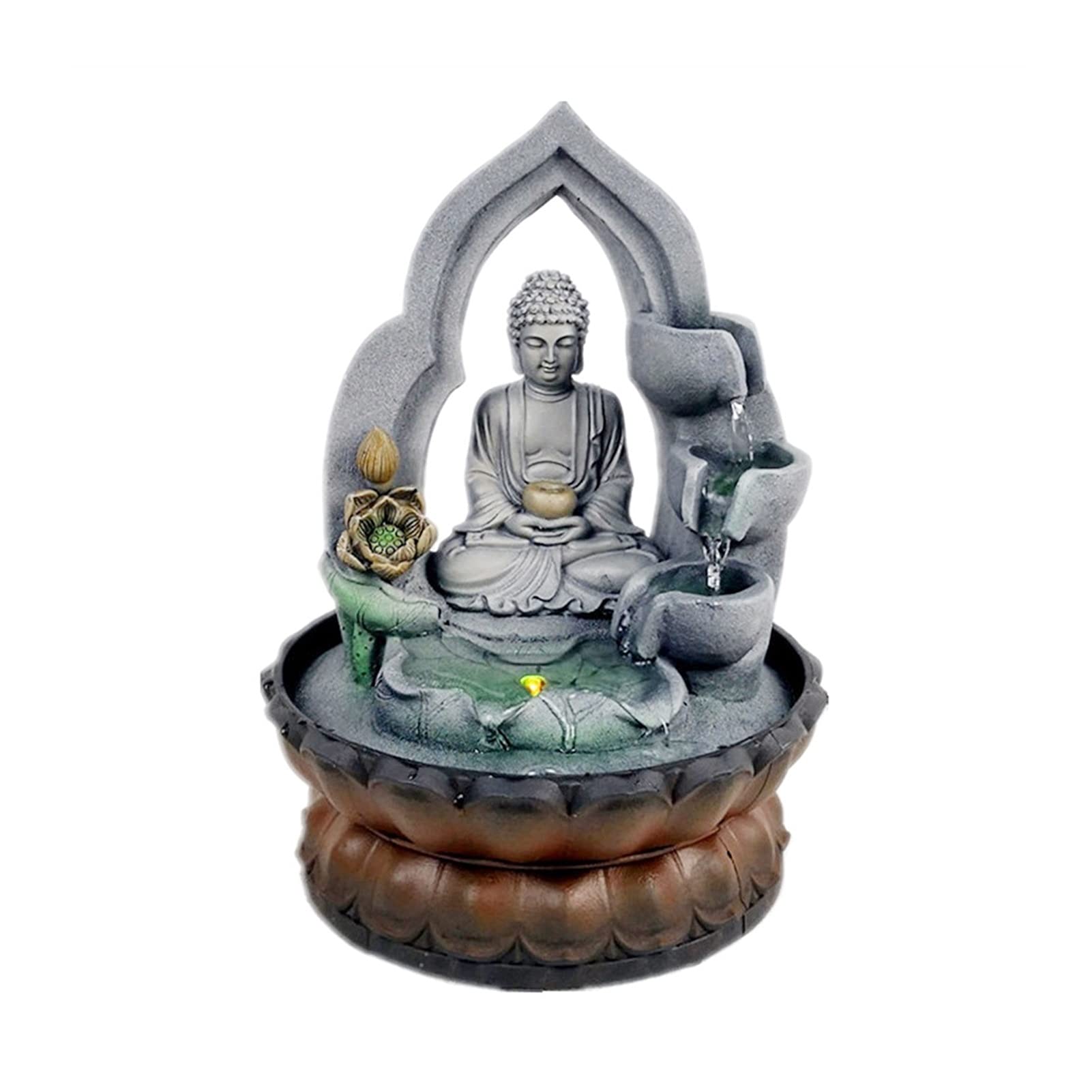 Zen Buddha Tabletop Fountain - Indoor Water Fountain with Circular Flow for Home, Office, Bedroom | Meditation Decor, Yoga Accessory & Stress Relief Water Feature