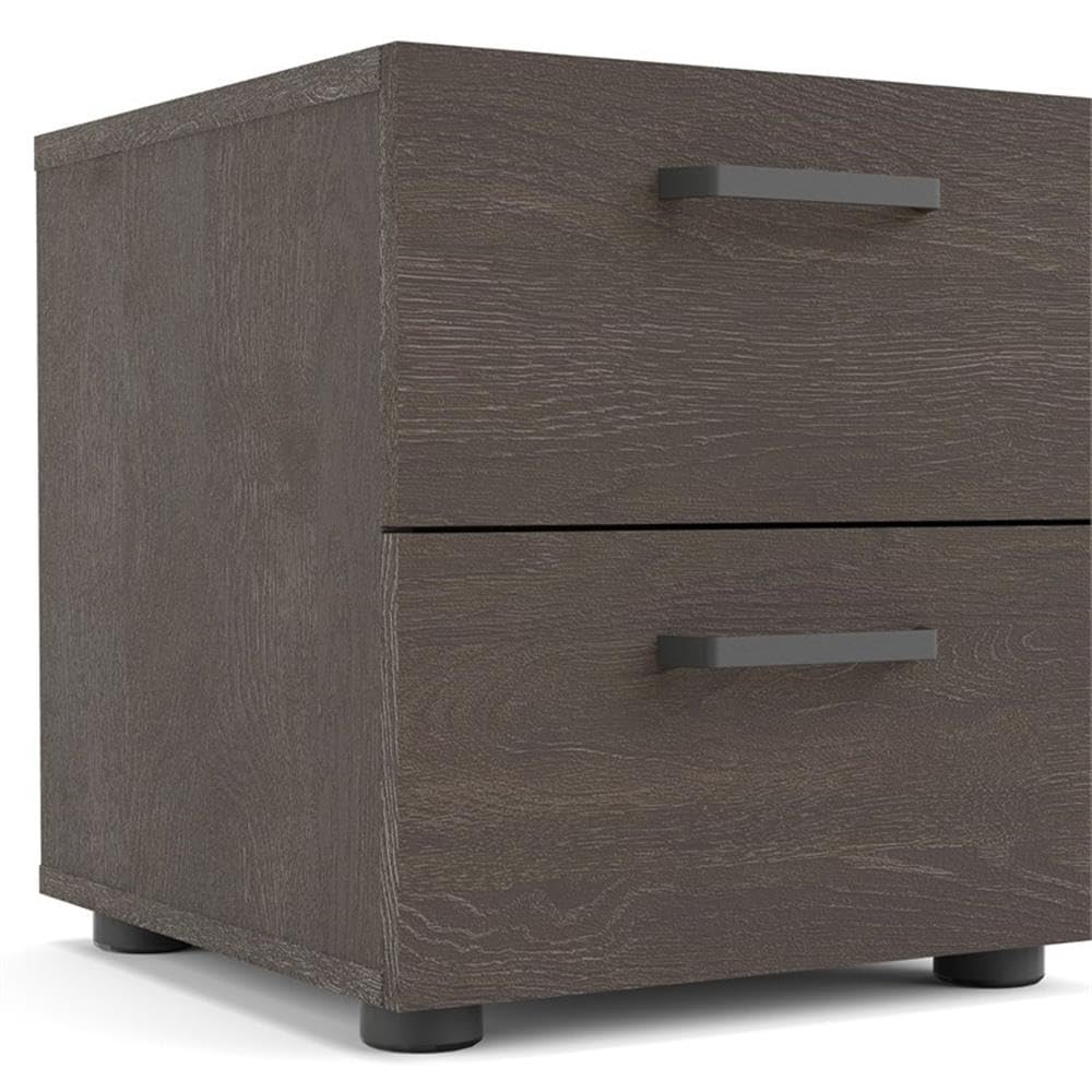 Pemberly Row Modern Wood 2-Drawer Nightstand in Dark Chocolate - Stylish Bedside Table for Bedroom, Living Room & Guest Room
