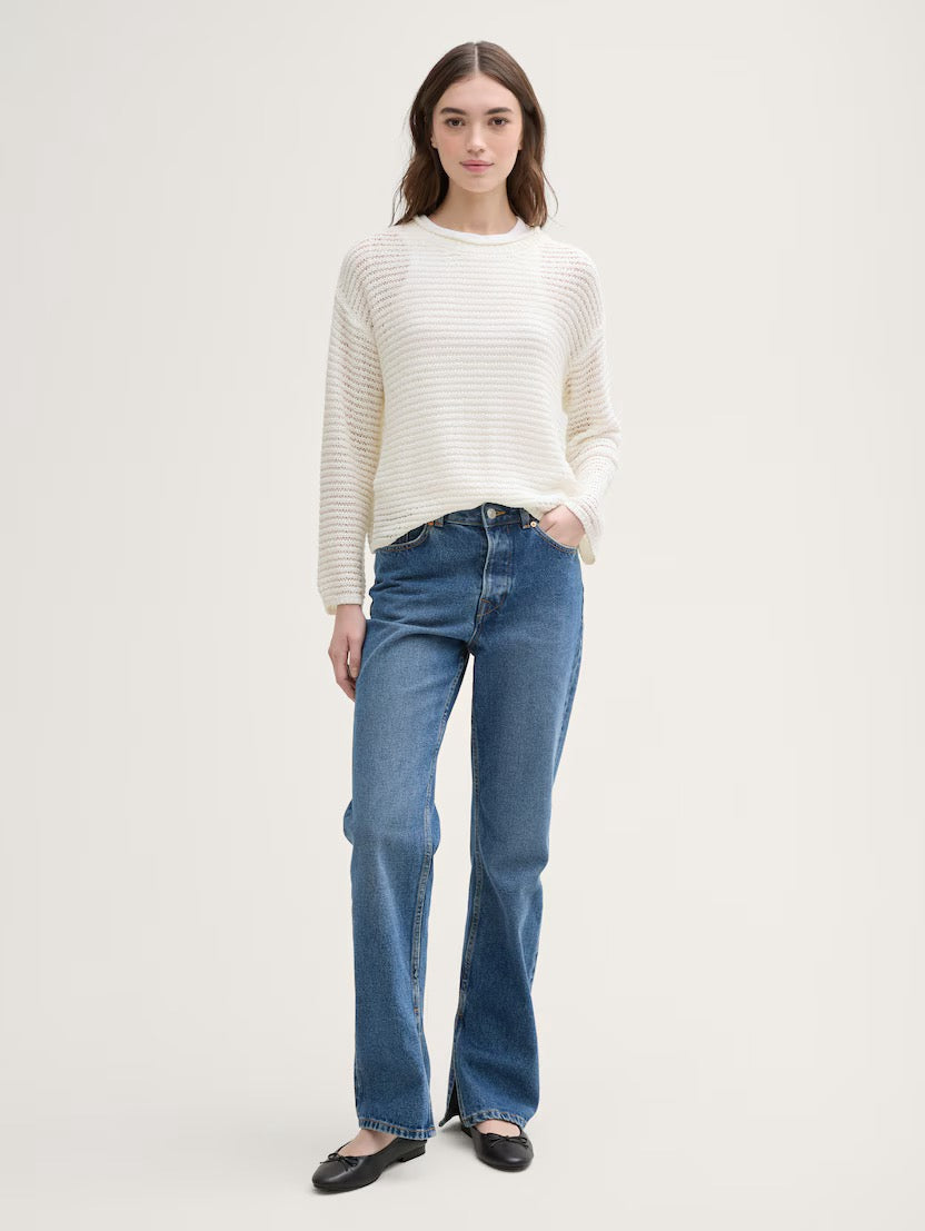 Cozy Taped Yarn Pullover Sweater - Soft Knit Women's Casual Winter Sweater for Everyday Wear & Outdoor Activities