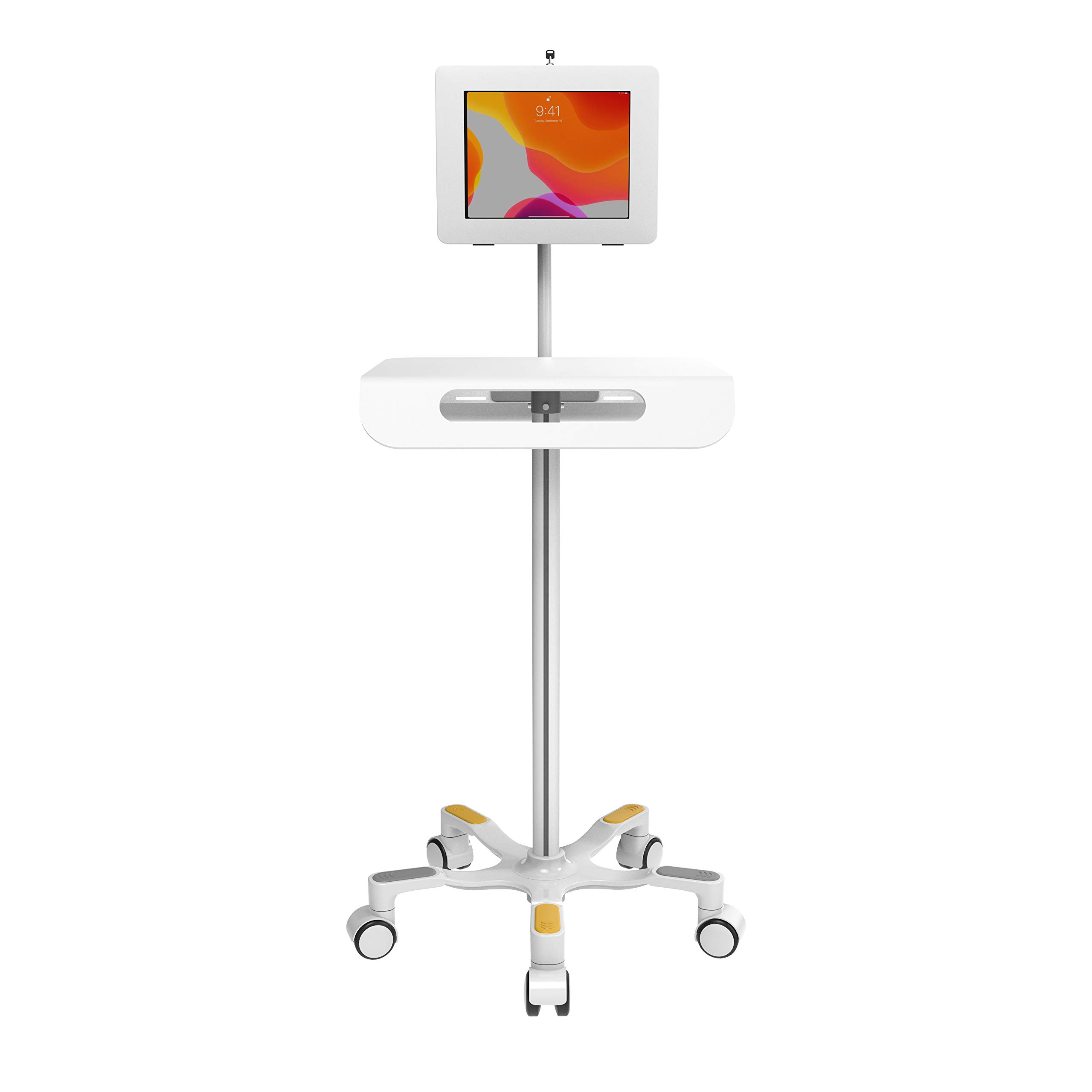 Medical Grade Floor Stand with Paragon Premium Locking Enclosure - Compatible with iPad 11 (A16), Pro 11-inch M4, Air 11-inch M3, iPad 10th Gen & Galaxy Tablets - Secure Tablet Holder for Hospitals, Clinics & Healthcare Facilities (PAD-MEDVFSE)