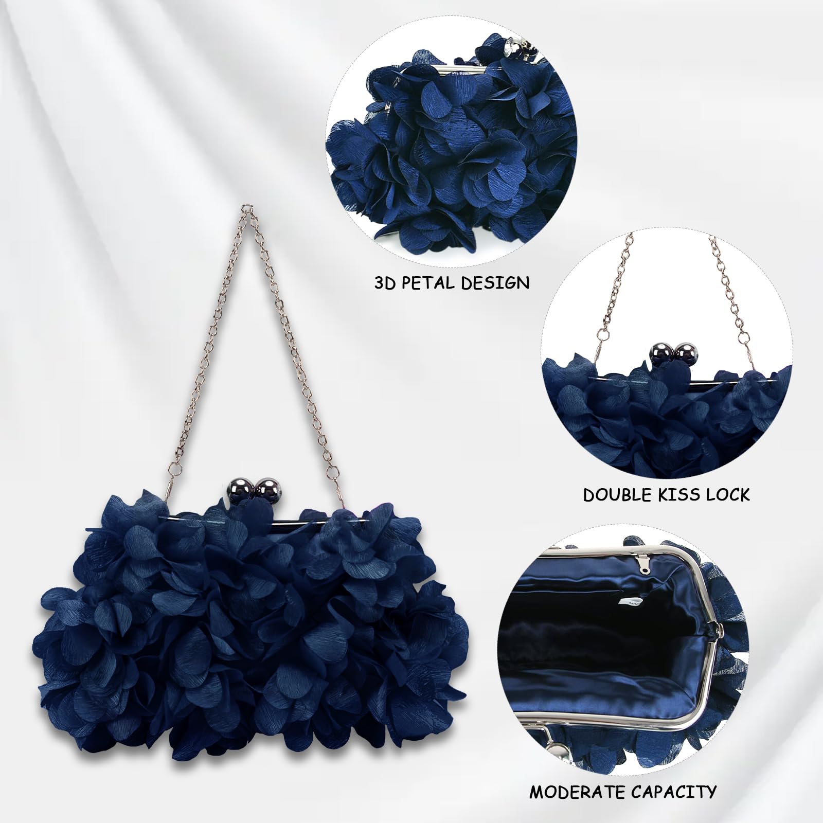 Elegant Women's Evening Purse - Small Floral Clutch Bag with Detachable Chain for Wedding, Party, Prom | Perfect for Formal Events, Date Nights & Special Occasions