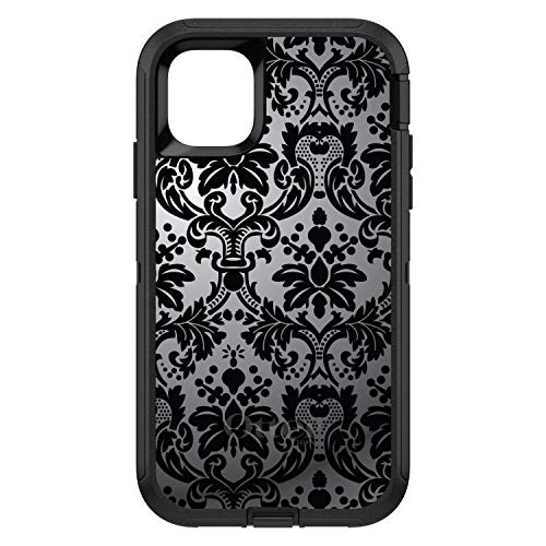 Silver Grey Black Damask On Black Case