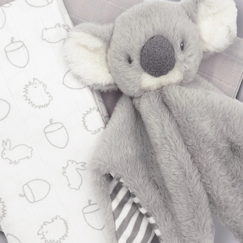 Soft Koala Print Comforter & Baby Swaddle Blanket Set - Breathable Cotton for Newborns & Infants - Perfect for Nursery, Bedtime, and Baby Showers - LBG1060