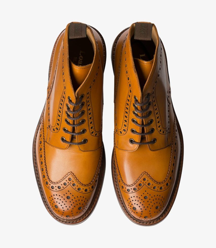 Loake Bedale Tan Leather Ghillie Boots - Premium 1880 Collection | Classic Men's Dress Shoes for Formal Occasions, Weddings & Outdoor Events