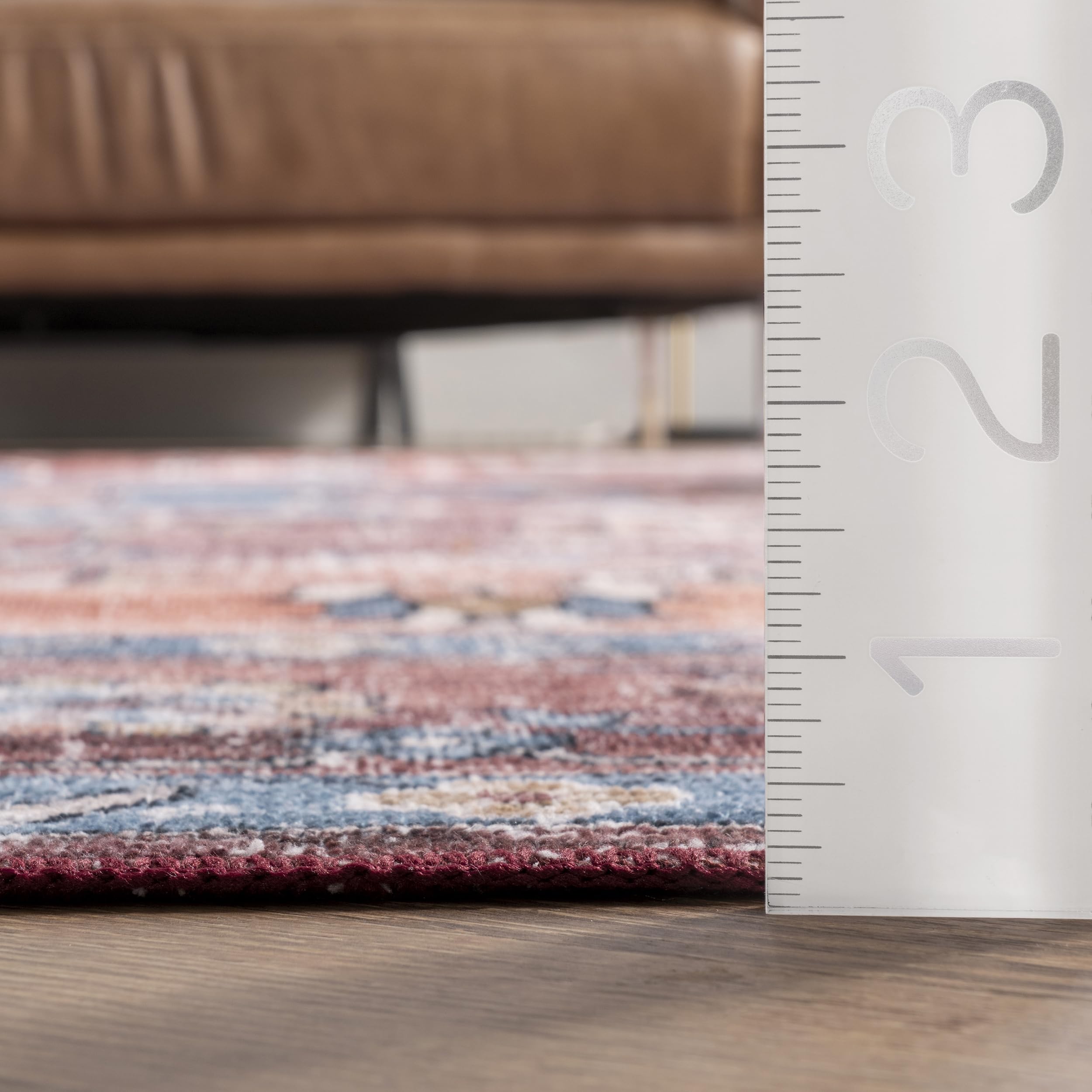 nuLOOM 8' x 10' SpinClean Machine Washable Stain-Resistant Area Rug with Non-Slip Backing - Low Profile Modern Design for Living Room, Bedroom & Dining Room - Zena Rust Color - Perfect for High Traffic Areas & Pet-Friendly Homes