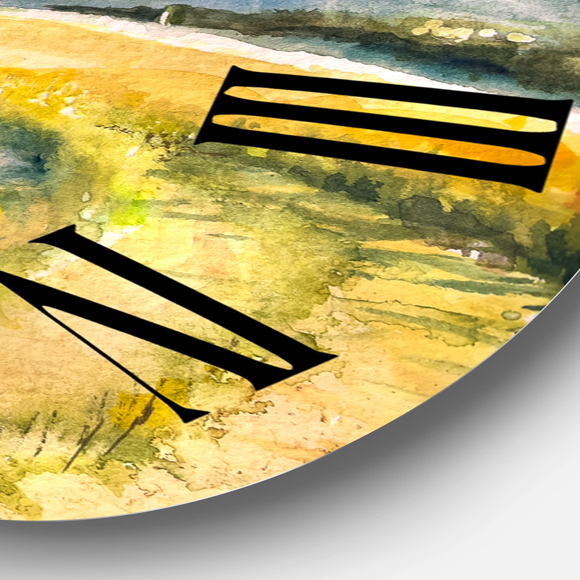 Golden Fields of Tuscany Italy Wall Clock - Large Rustic Country Landscape Wall Decor for Living Room, Kitchen, Office | Perfect Farmhouse Home Décor Gift