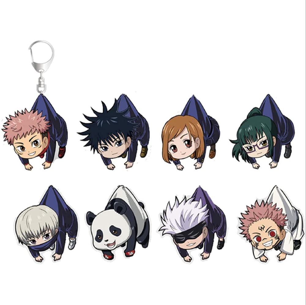 6pcs Jujutsu Kaisen Anime Keychain Set - Itadori Yuji & Satoru Gojo Double-Sided Acrylic Pendant - Cute Anime Keychains for Backpacks, Bags & Gifts