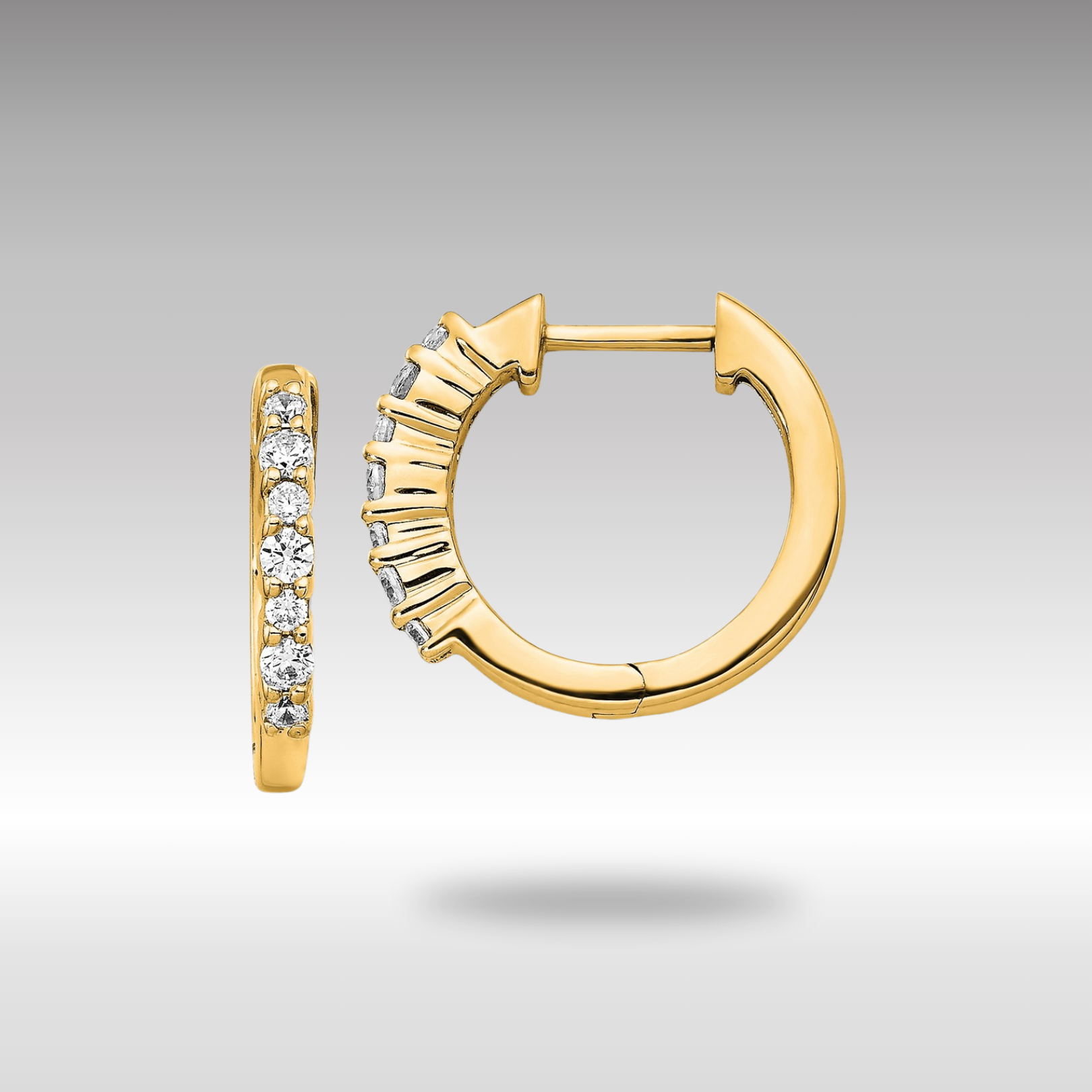 14K Gold Diamond Hinged Hoop Earrings - Elegant Dangle Hoops for Women | Model EM4258 025 YA | Perfect for Weddings, Parties & Special Occasions