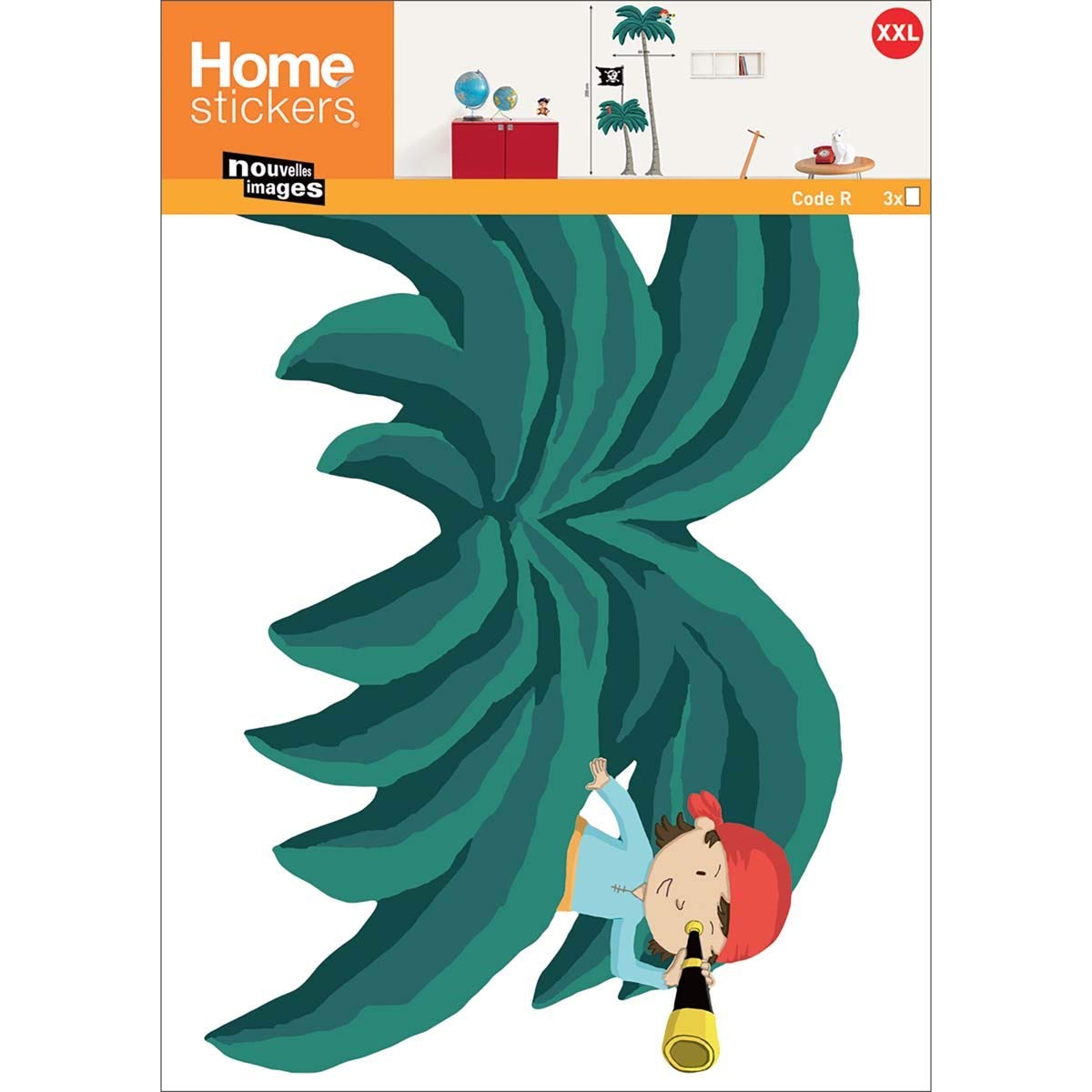 XX-Large Palm Trees and Pirates Wall Decals - Removable Home Decor Stickers for Living Room, Bedroom, Nursery | Tropical Themed DIY Wall Art for Kids & Adults
