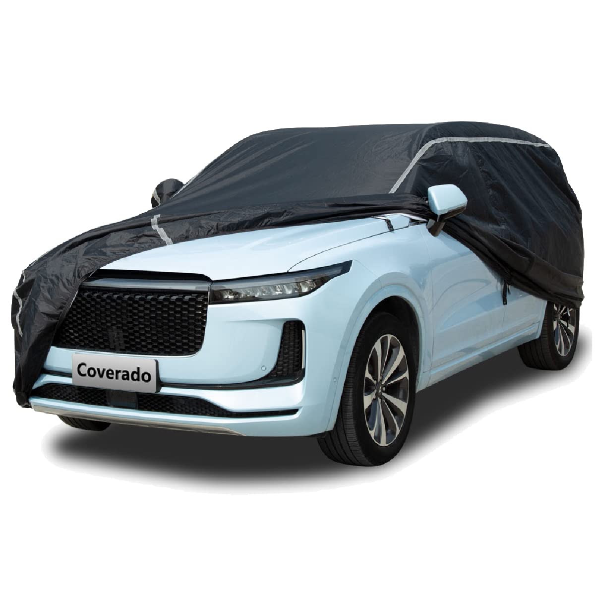 Waterproof All-Weather Car Cover with Soft Cotton Lining & Zipper Door - UV, Rain, Snow & Hail Protection for SUV, Truck, Automobiles (170
