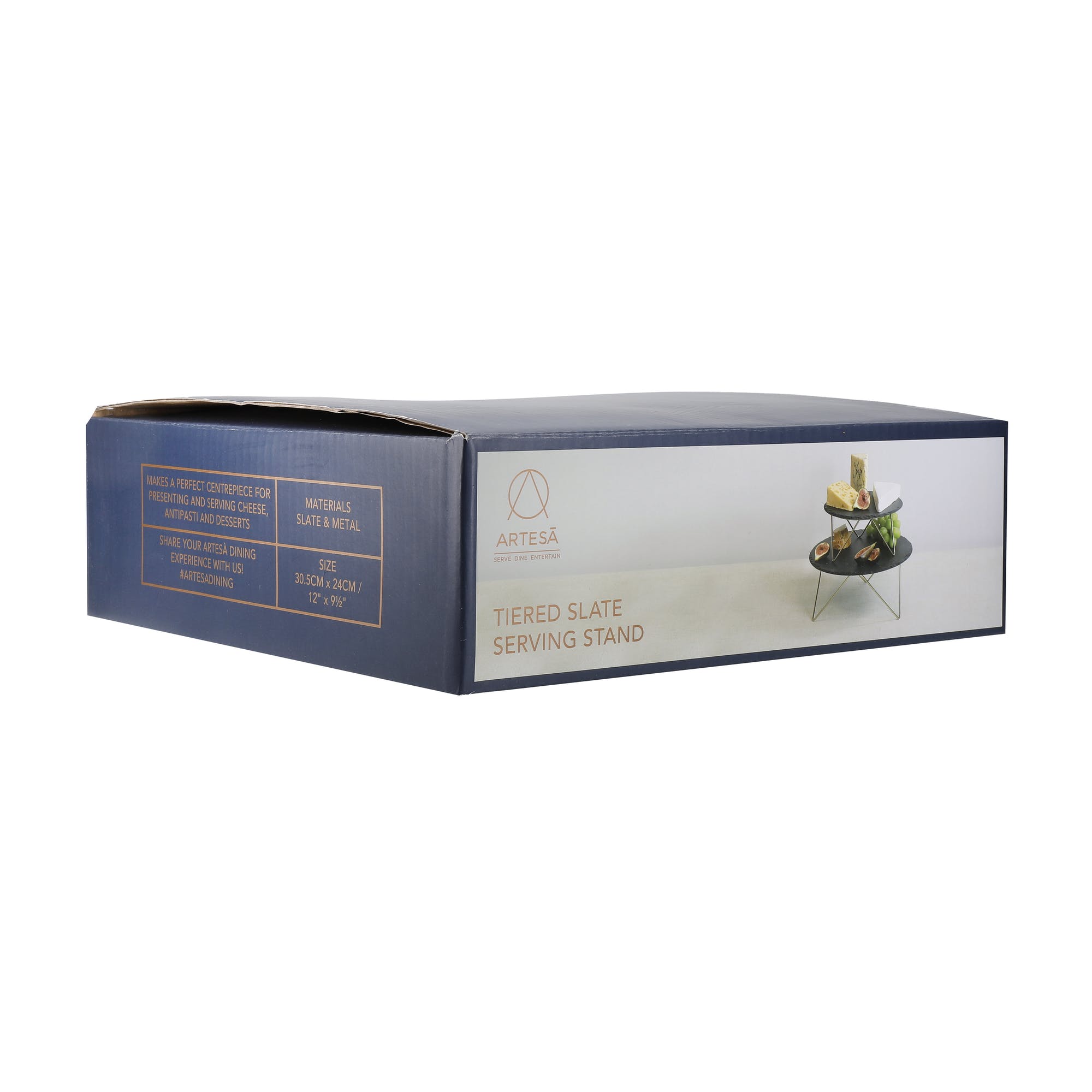 Artisà 2-Tier Slate Serving Platter - Elegant Cheese & Charcuterie Board for Entertaining & Party Appetizers