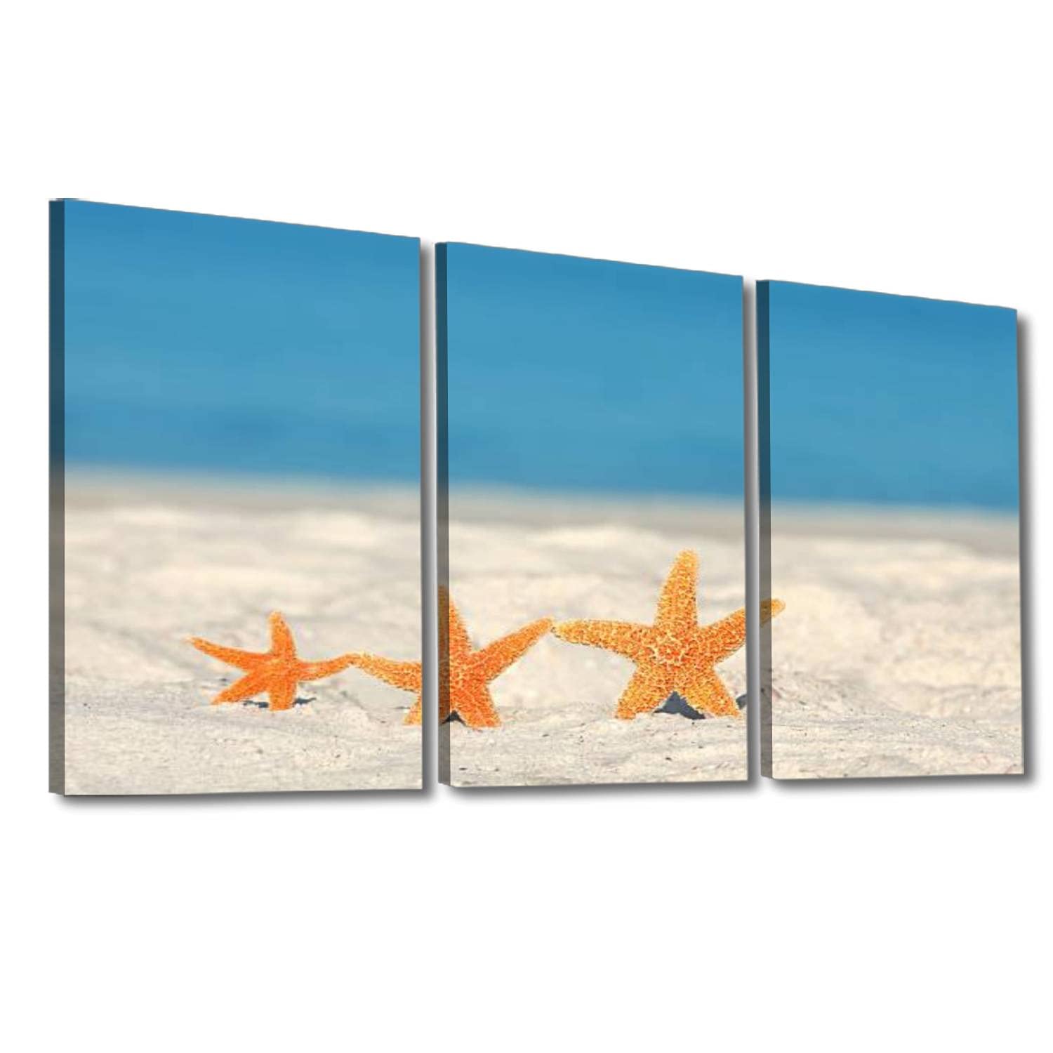 Starfish Family Wall Art - Framed Canvas Print for Home Decoration, Ready to Hang Beach Themed Painting - Perfect for Living Room, Bedroom & Coastal Style Interiors
