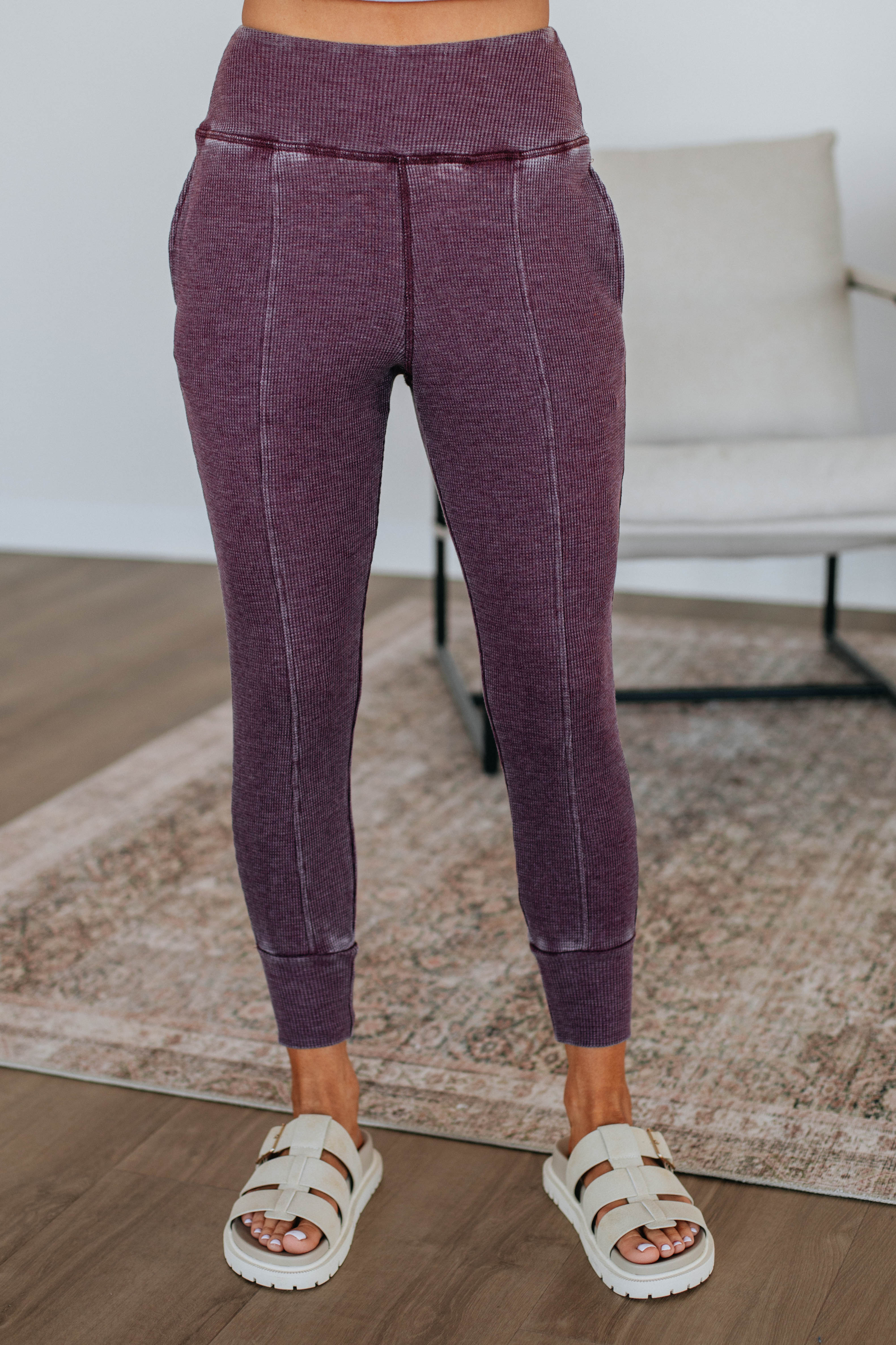 Go The Distance Joggers for Women - Soft High Waisted Running Pants in Plum Color - Perfect for Gym, Yoga, and Casual Wear