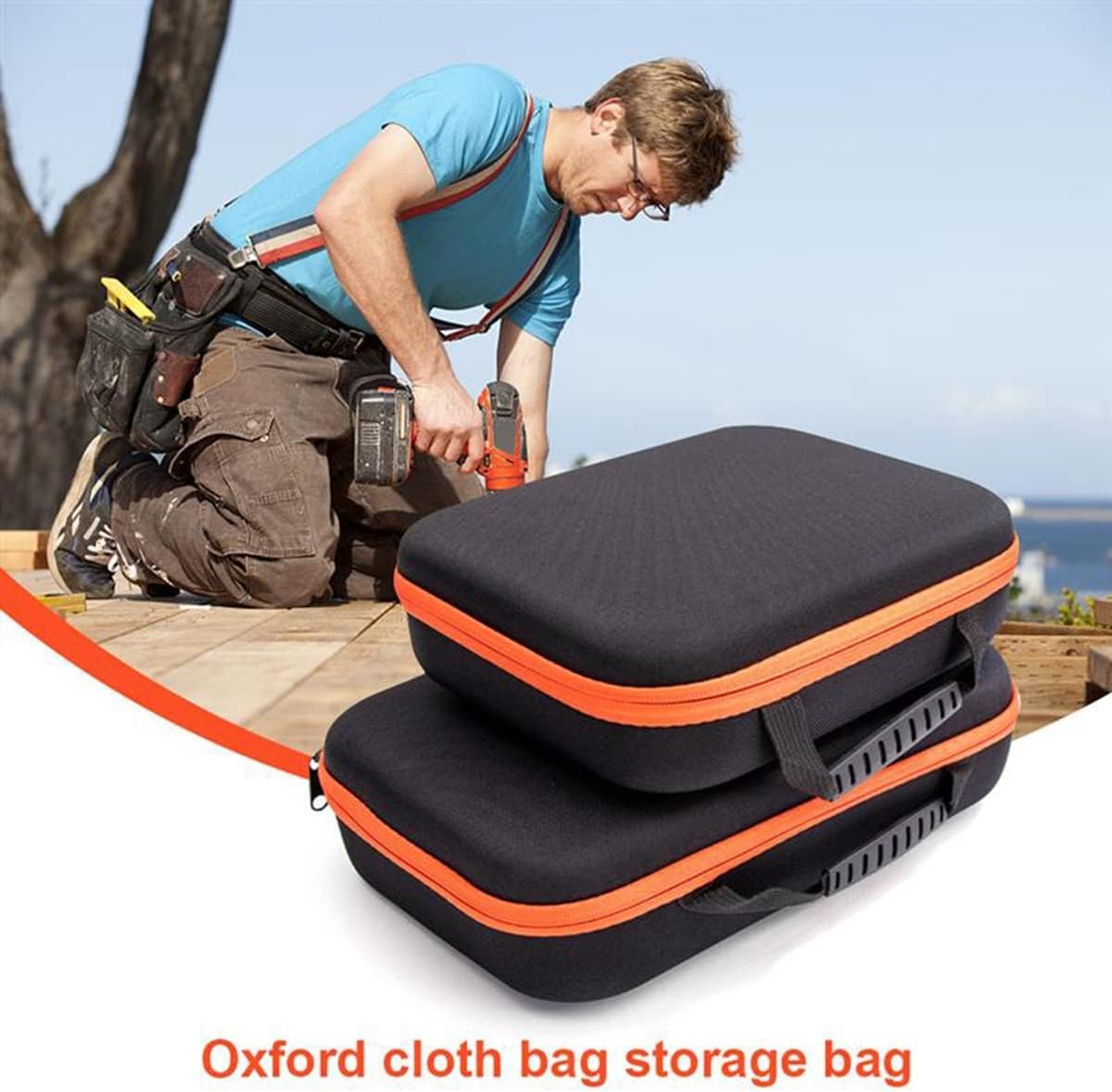 Durable Oxford Fabric Tool Pouch Bag & Backpack - Storage Case for Electric Grinder Drill - Perfect for Electricians & DIY Enthusiasts During Installation & Maintenance Work