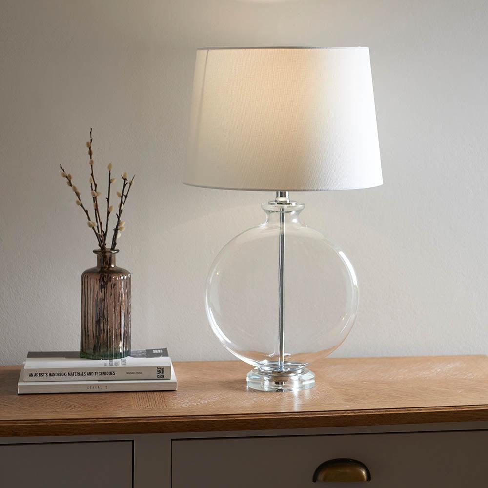 Endon Gideon 1 Light Polished Nickel Table Lamp - Modern Bedside Lighting for Bedroom, Living Room & Office Decor