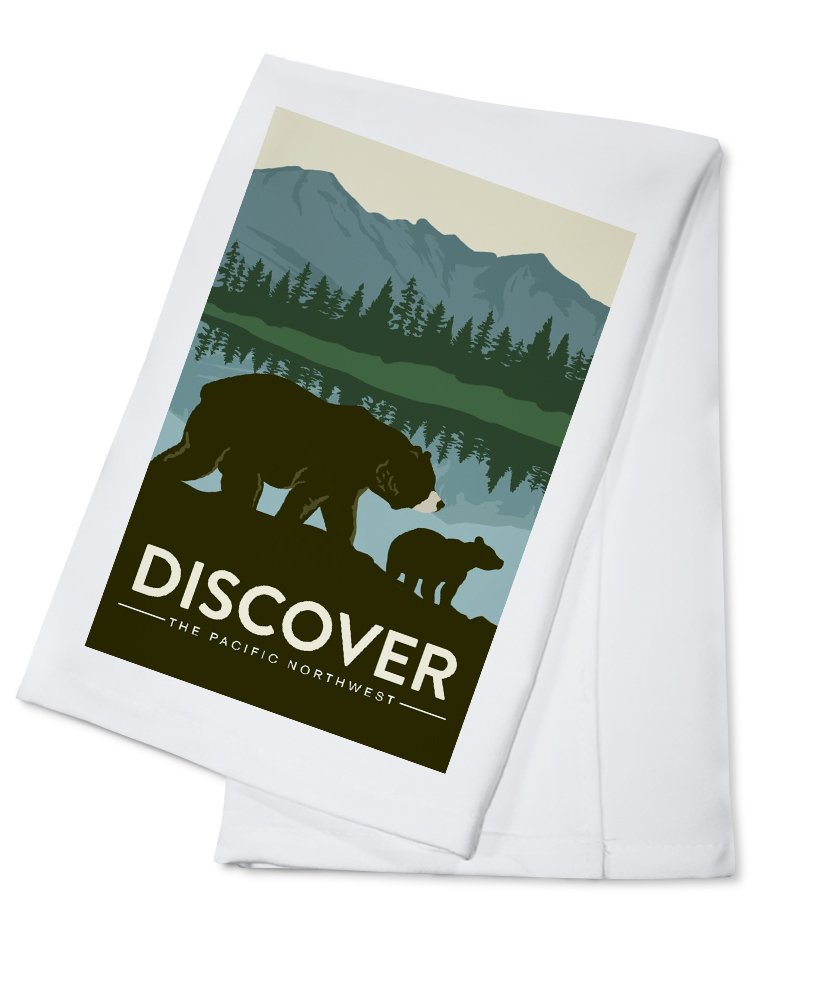 Grizzly Bear and Cub Tea Towel - 100% Cotton Decorative Hand Towel for Kitchen & Home | Pacific Northwest Wildlife Theme | Perfect for Dish Drying, Gift Giving & Cabin Decor