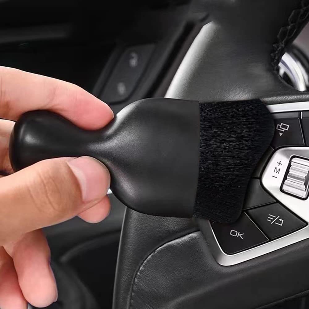 Premium Car Interior Detailing Brush Set - Ultra-Soft Bristles for Gentle Cleaning | Curved Design for Panels, Air Vents & Leather | Essential Car Detailing Tools for Professional Results | Perfect for Auto Detailing, Dashboard Cleaning & Interior Maintenance (Black)
