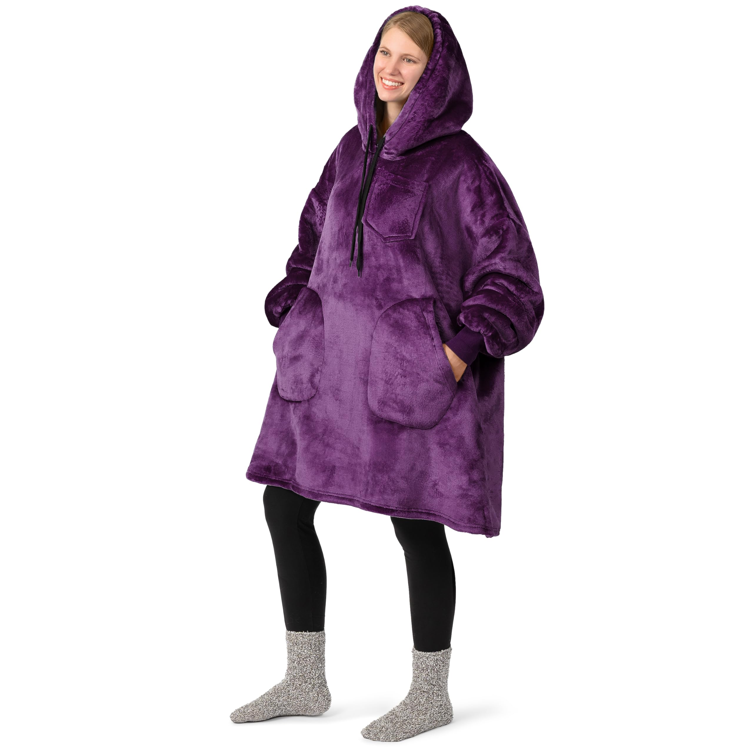 PAVILIA Women's Sherpa Wearable Blanket Hoodie - Oversized Fleece Hooded Sweatshirt for Men & Women | Cozy Lounge Wear for Home, Netflix Nights & Outdoor Camping