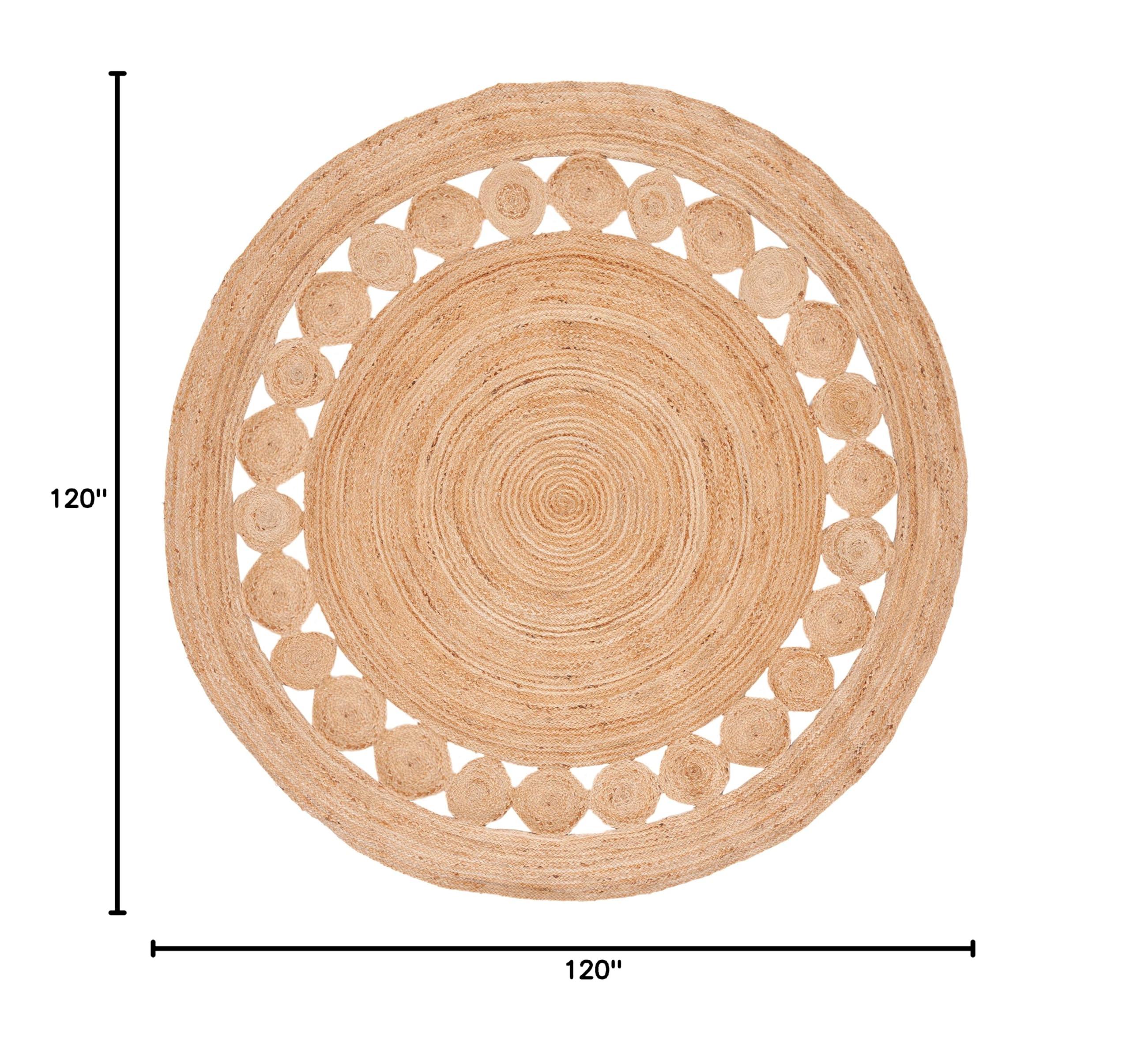 SAFAVIEH Handmade Boho Jute Area Rug 10' Round - Natural Fiber Farmhouse Rug NF364A for Living Room, Bedroom & Boho Decor