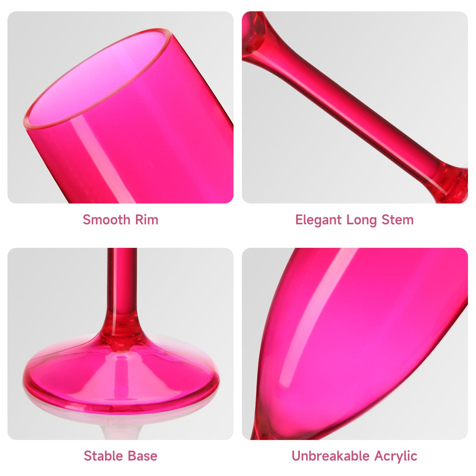 Elegant Acrylic Champagne Flutes - Unbreakable Plastic Champagne Glasses for Wedding Toasts, Bridal Showers & Bachelorette Parties (Set of 24, Hot Pink) - Perfect for Celebrations, Receptions & Special Events