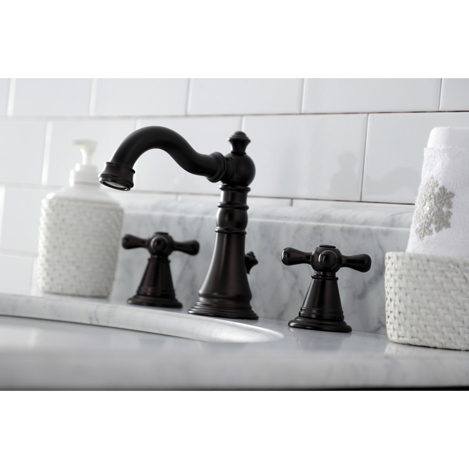 American Classic FSC1975AAX Oil Rubbed Bronze Widespread Bathroom Faucet - 2 Handle 3 Hole Deck Mount with Pop Up Drain - Perfect for Modern Bathroom Renovations and Home Upgrades