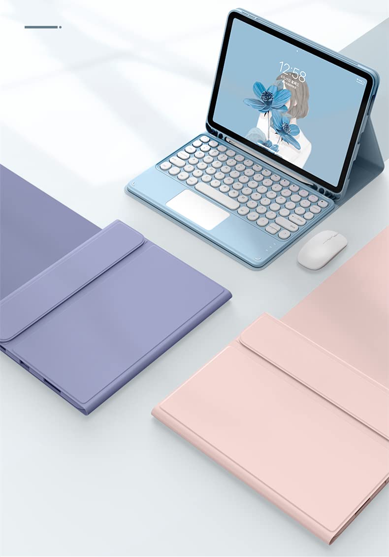 Magnetic Detachable Bluetooth Keyboard Case for iPad Air 11'' (2024/Air4/Air5) - Slim Smart Touch Keyboard with Round Keys & Pen Holder, Purple - Perfect for Work, Study & Travel