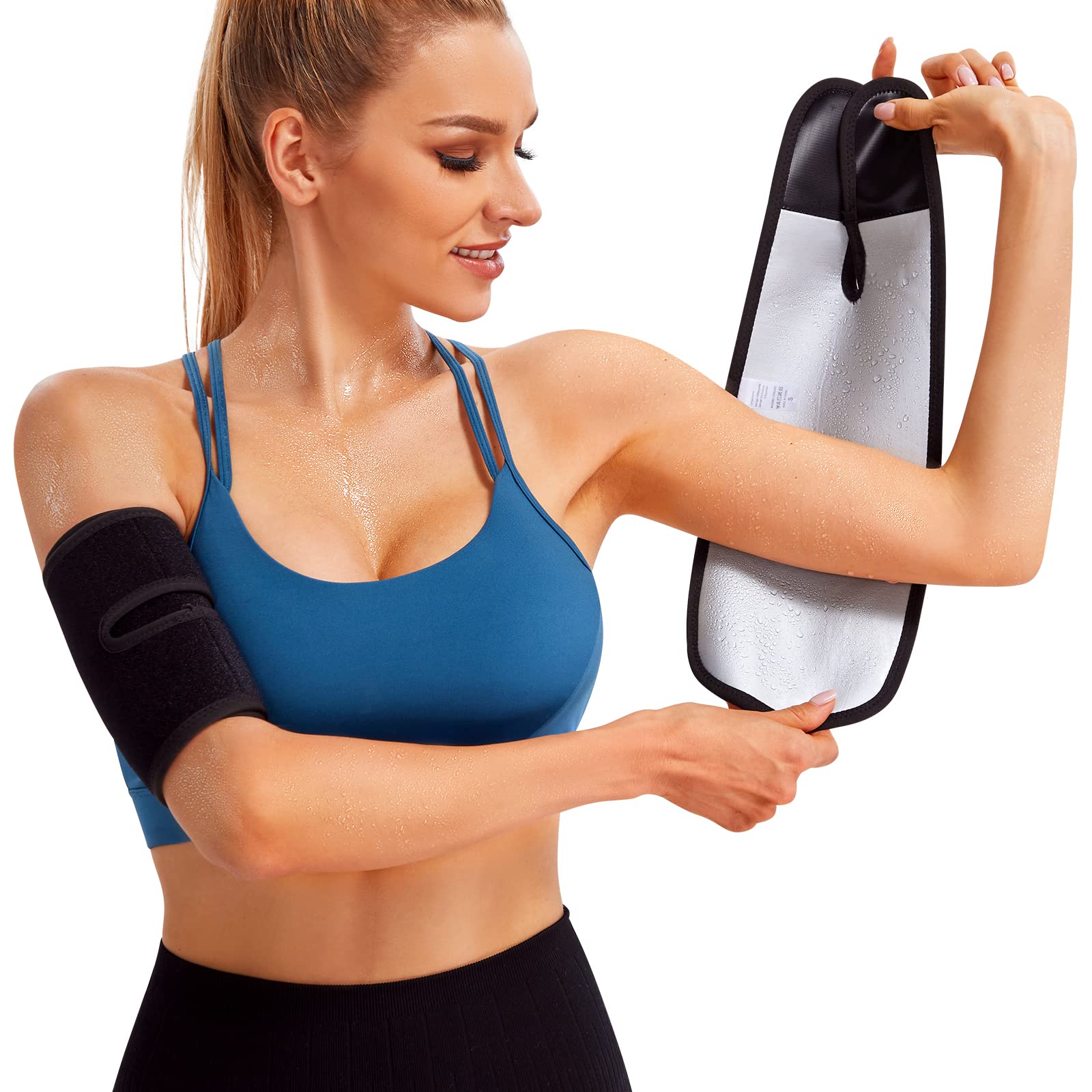 Likeonce Adjustable Arm Trimmers for Women - Sauna Sweat Bands for Arm Fat Loss & Toning - 1 Pair Workout Arm Slimmers for Gym, Running & Home Fitness