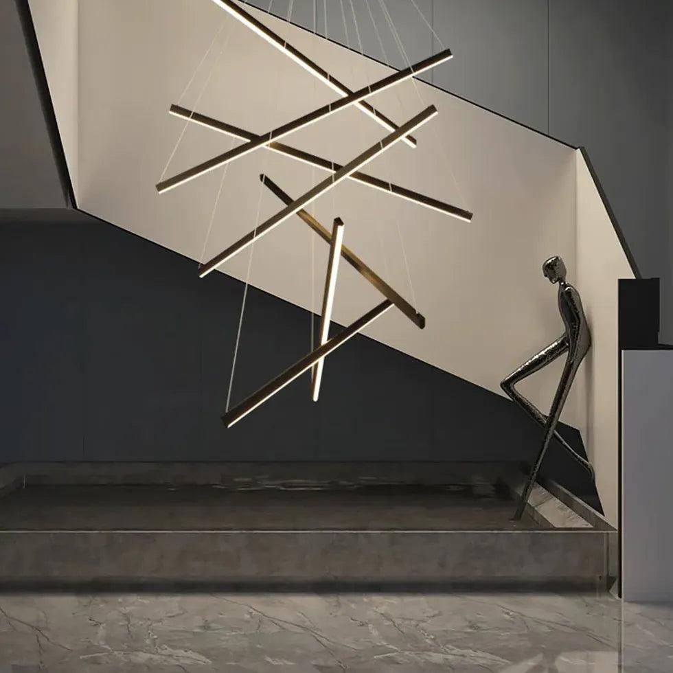 Modern Geometric Gold Chandelier for Living Room - Elegant Ceiling Light Fixture for Dining Room, Bedroom & Home Decor