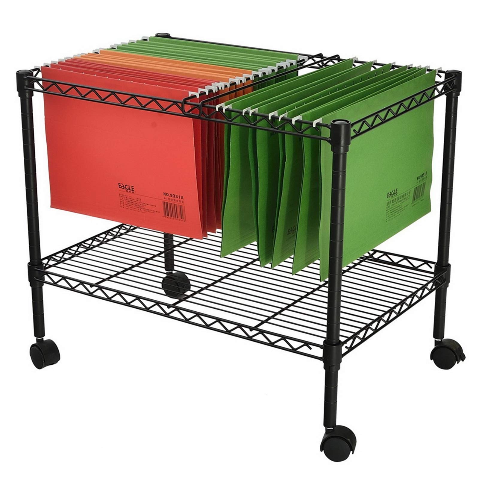 Ochine Mobile Wire Filing Cart - Portable Rolling File Cart with Metal Frame for Letter/Legal Size Documents | Compact Storage Solution for Office, Home & Classroom | 1/2-Tier Organizer