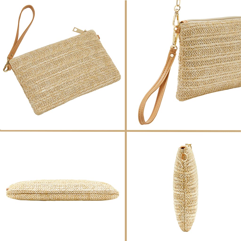 Women's Crossbody Straw Beach Bag - Summer Purse for Outings & Travel