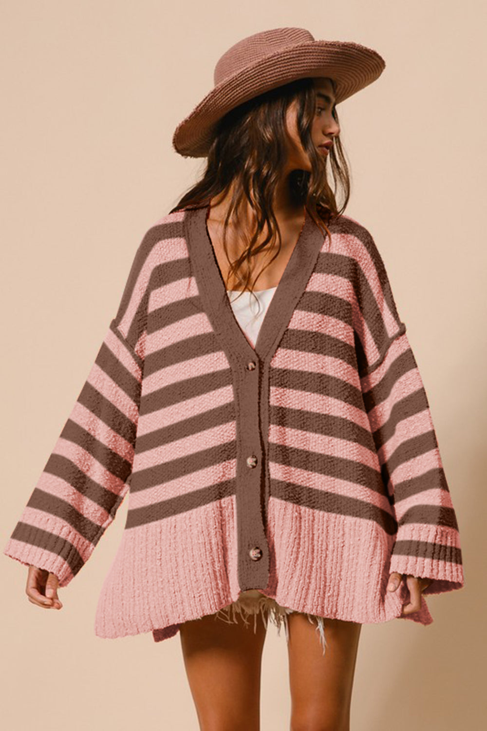 Stylish Striped Button-Up Cardigan for Women - Cozy Knit Sweater for Fall & Winter - Perfect for Casual Outfits, Office Wear & Layering