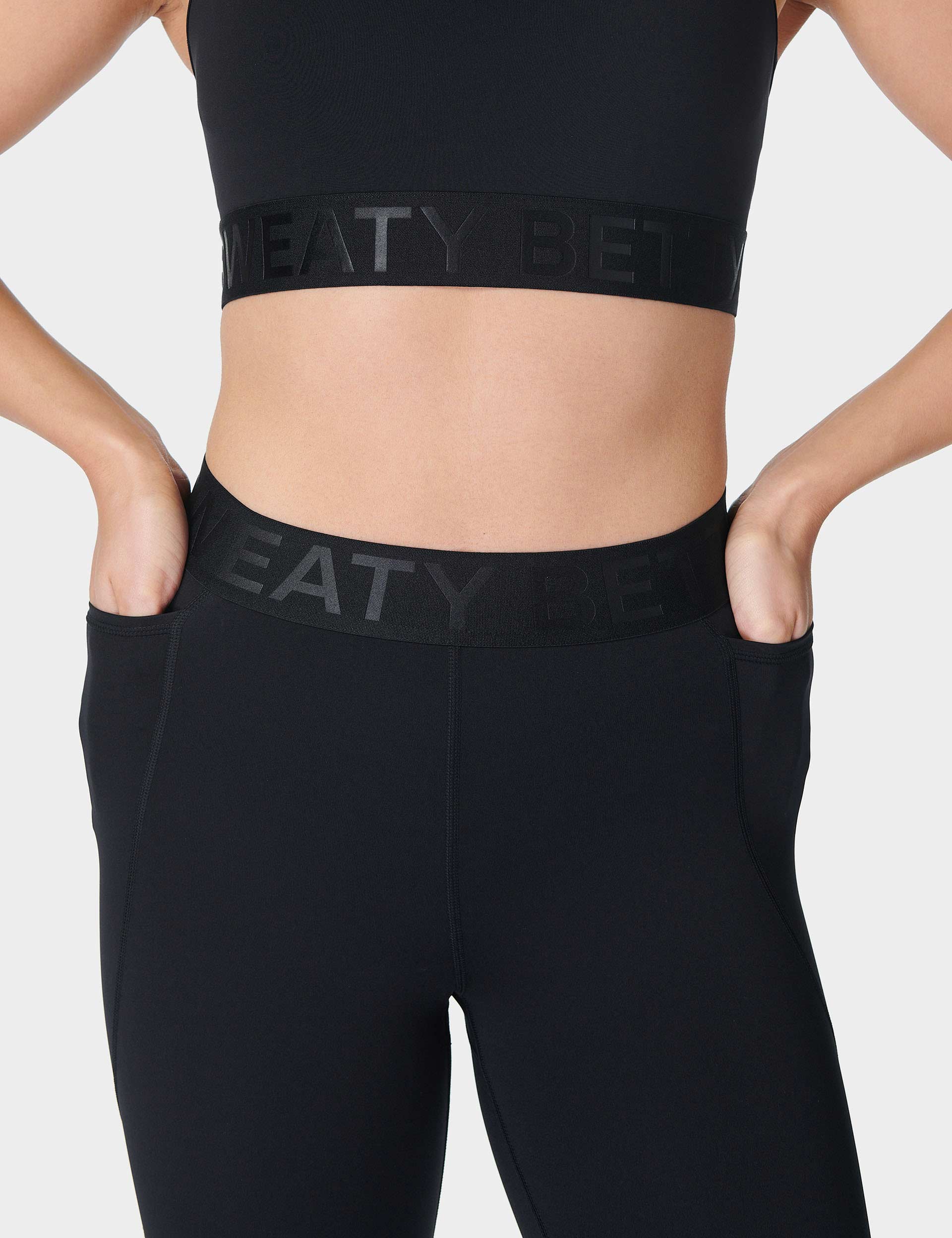 Power 7/8 Elastic Waist Gym Legging - Black Workout Yoga Running Pants for Women | Perfect for Fitness, Lounge & Everyday Wear