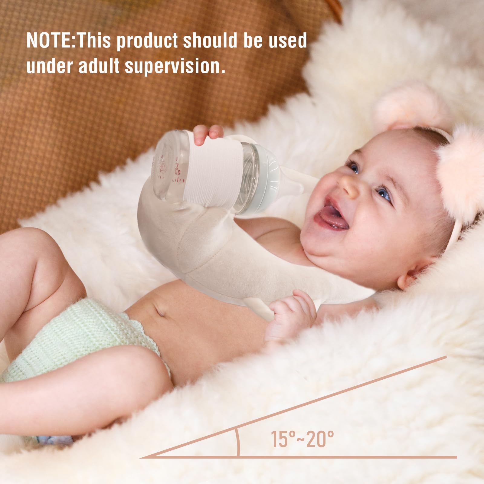 **Adjustable Baby Bottle Holder & Nursing Pillow Support - Hands-Free Self-Feeding Bottle Holder for Newborns & Infants - Essential Baby Feeding Accessory for Crib, Stroller & Travel**