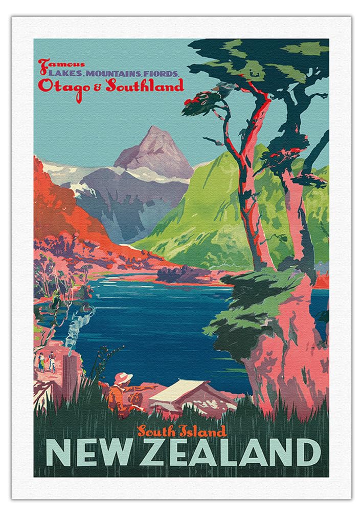 Vintage 1930s New Zealand Railways Travel Poster - Otago & Southland Fine Art Canvas Print 27x40 Inch - Retro Wall Decor for Home, Office & Train Enthusiasts