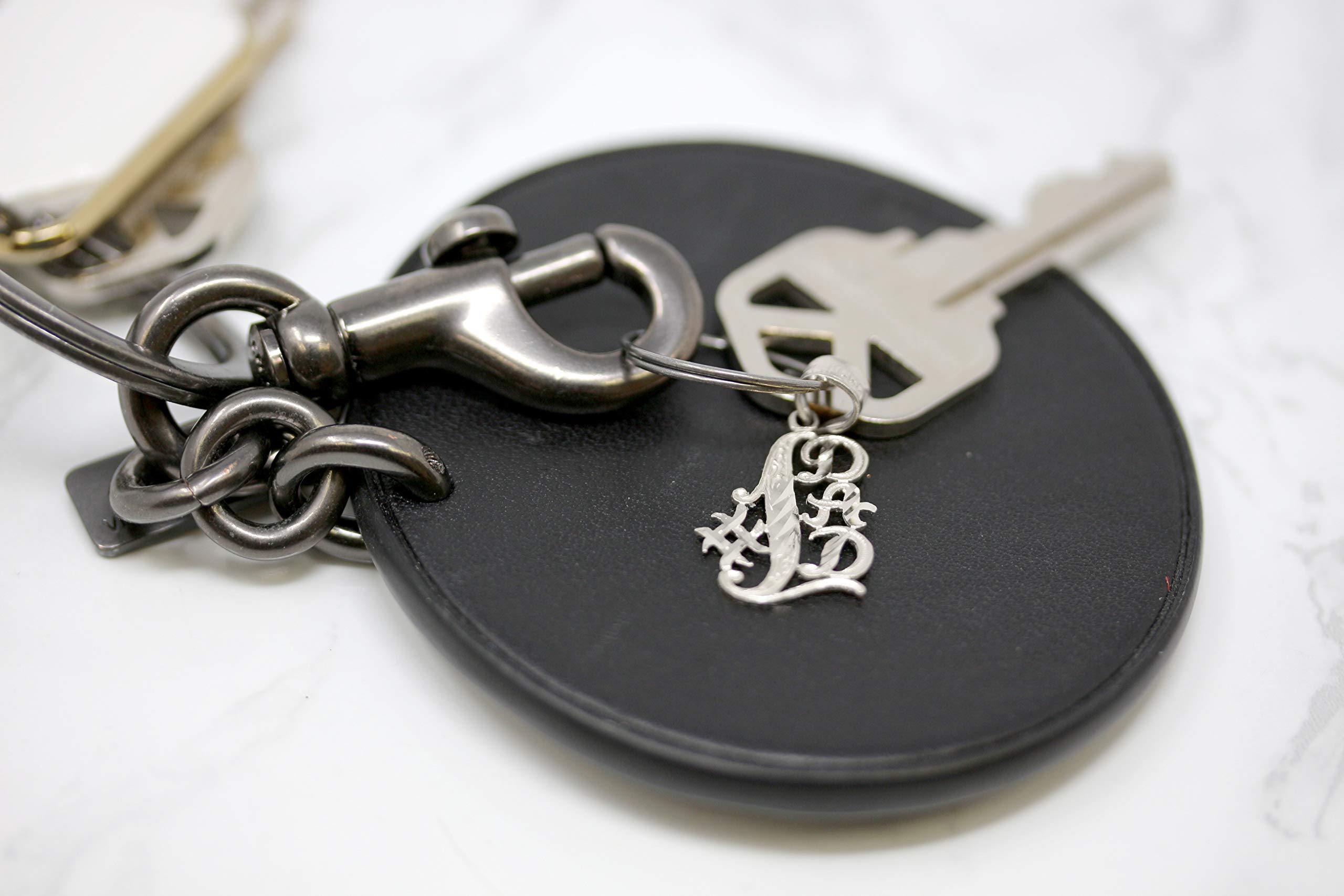 Handmade Sterling Silver #1 Dad Best Dad Keychain Charm Pendant Necklace for Father - Perfect Gift for Father's Day, Birthday & Anniversary