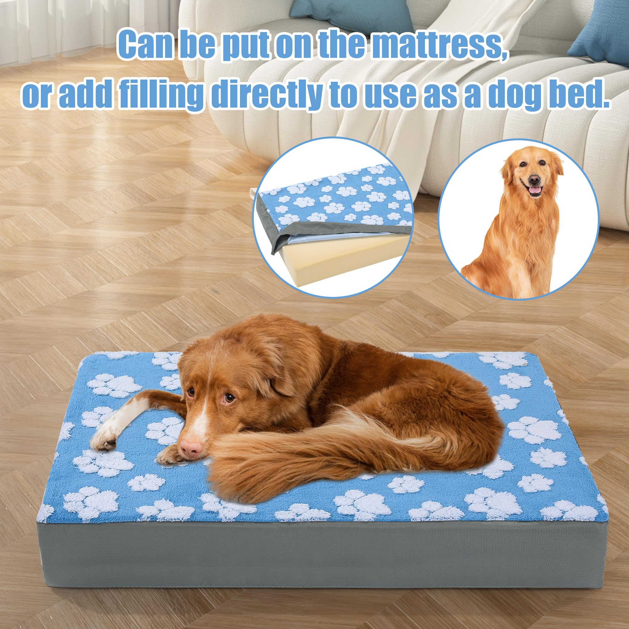 **MABOZOO Waterproof Washable Dog Bed Cover - 40x30x4 Inch Plush Replacement Cover with Anti-Slip Bottom for Small to Medium Dogs - Perfect for Indoor, Crate & Travel Use**