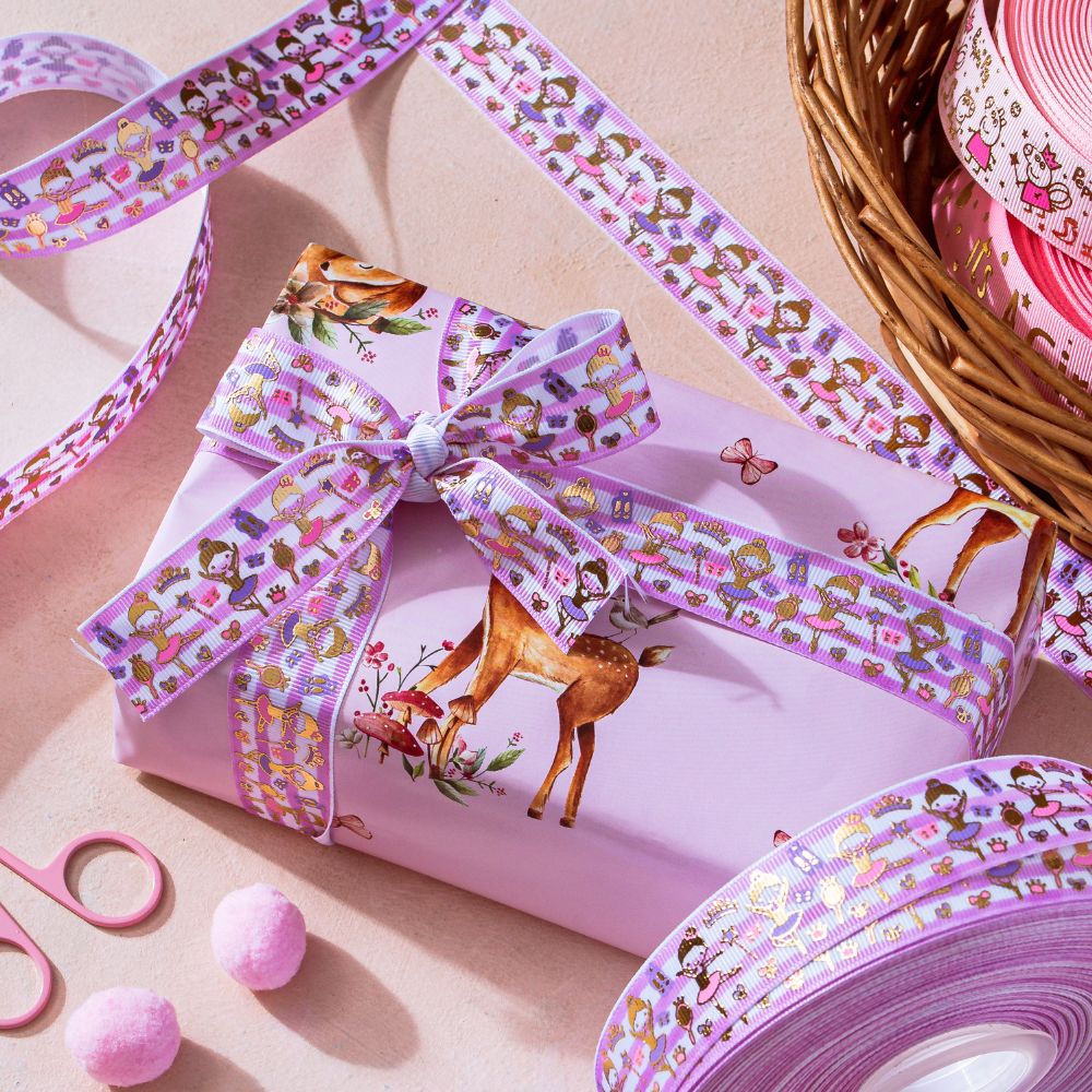 Dance Princess Purple Gift Ribbon - Elegant Hair Bow for Girls, Perfect for Birthday Parties, Dance Recitals & Special Occasions