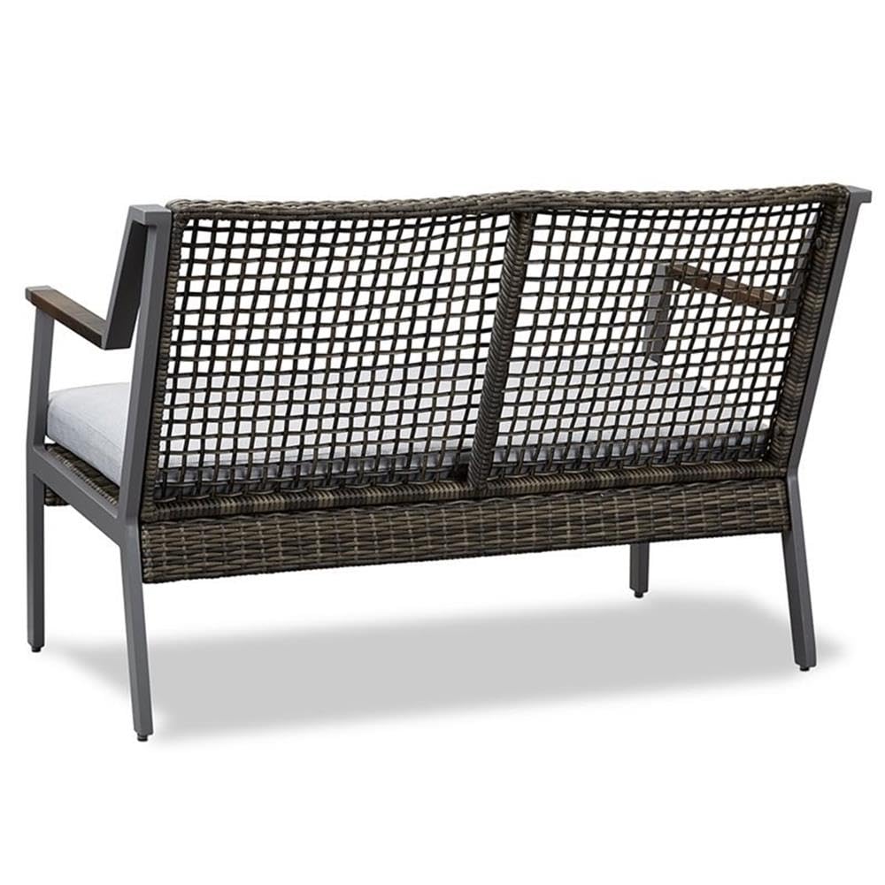 Home Square 2 Piece Patio Set - Gray Loveseat & Large Propane Fire Table for Outdoor Living, Backyard Relaxation, and Garden Gatherings