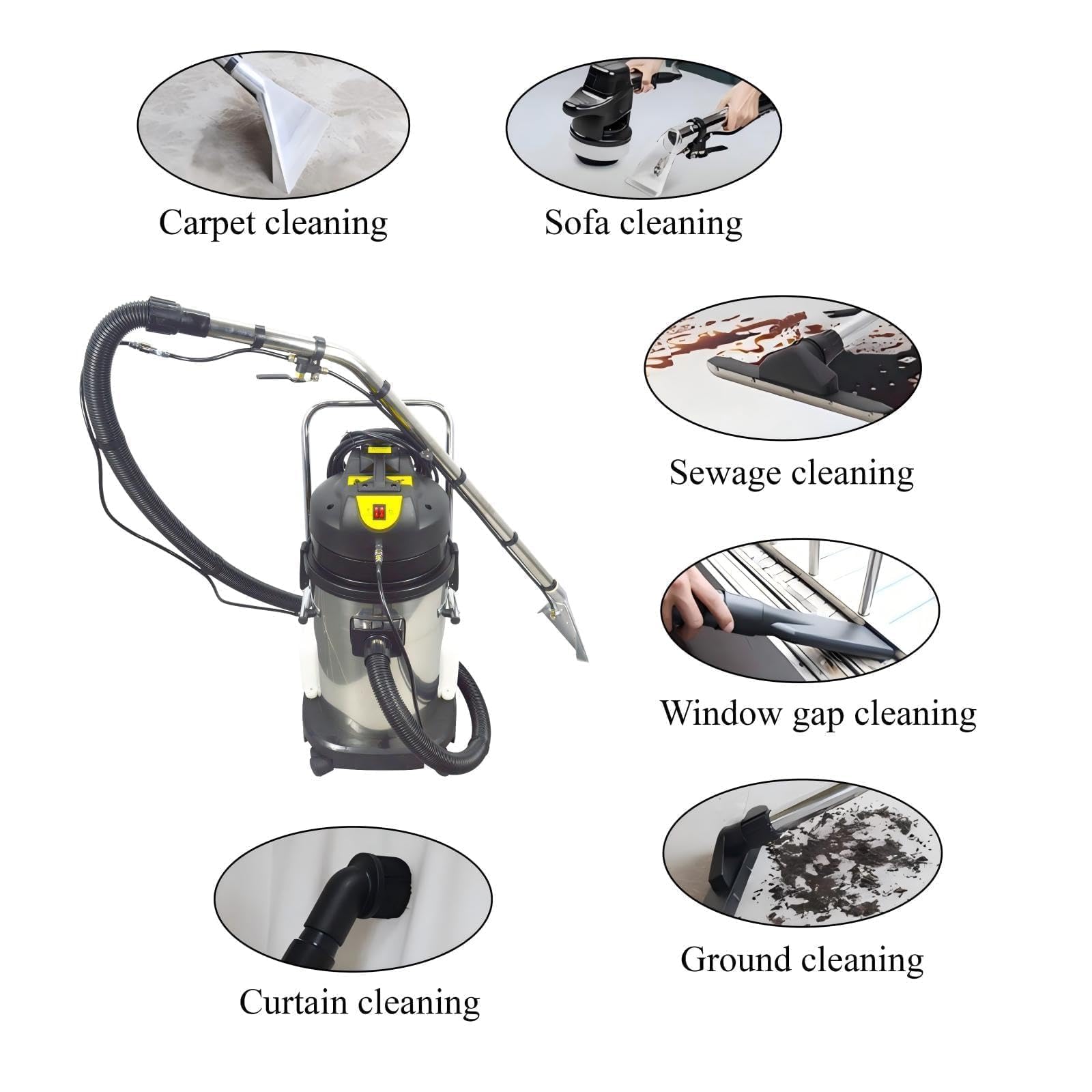 110V Commercial Carpet Cleaning Machine, 30L 1000W Heavy-Duty Carpet Vacuum Extractor, 3-in-1 Carpet Steamer for Deep Cleaning Carpets, Curtains & Sofas - Perfect for Hotels, Offices & Home Use