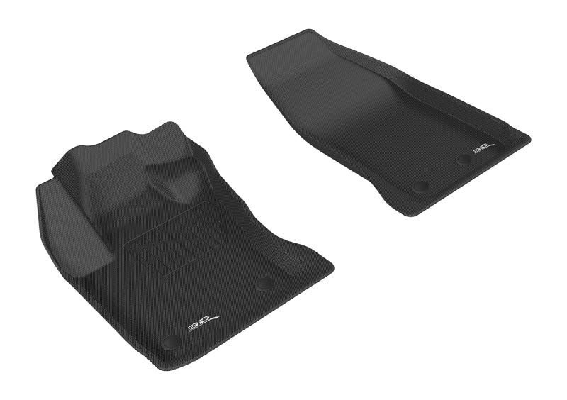 3D MAXpider Custom Fit All-Weather Floor Mats for 2015-2019 Fiat 500X (First Row) - Premium Kagu Black Car Mats for Protection & Style | Perfect for Daily Commute, Road Trips & Family Use