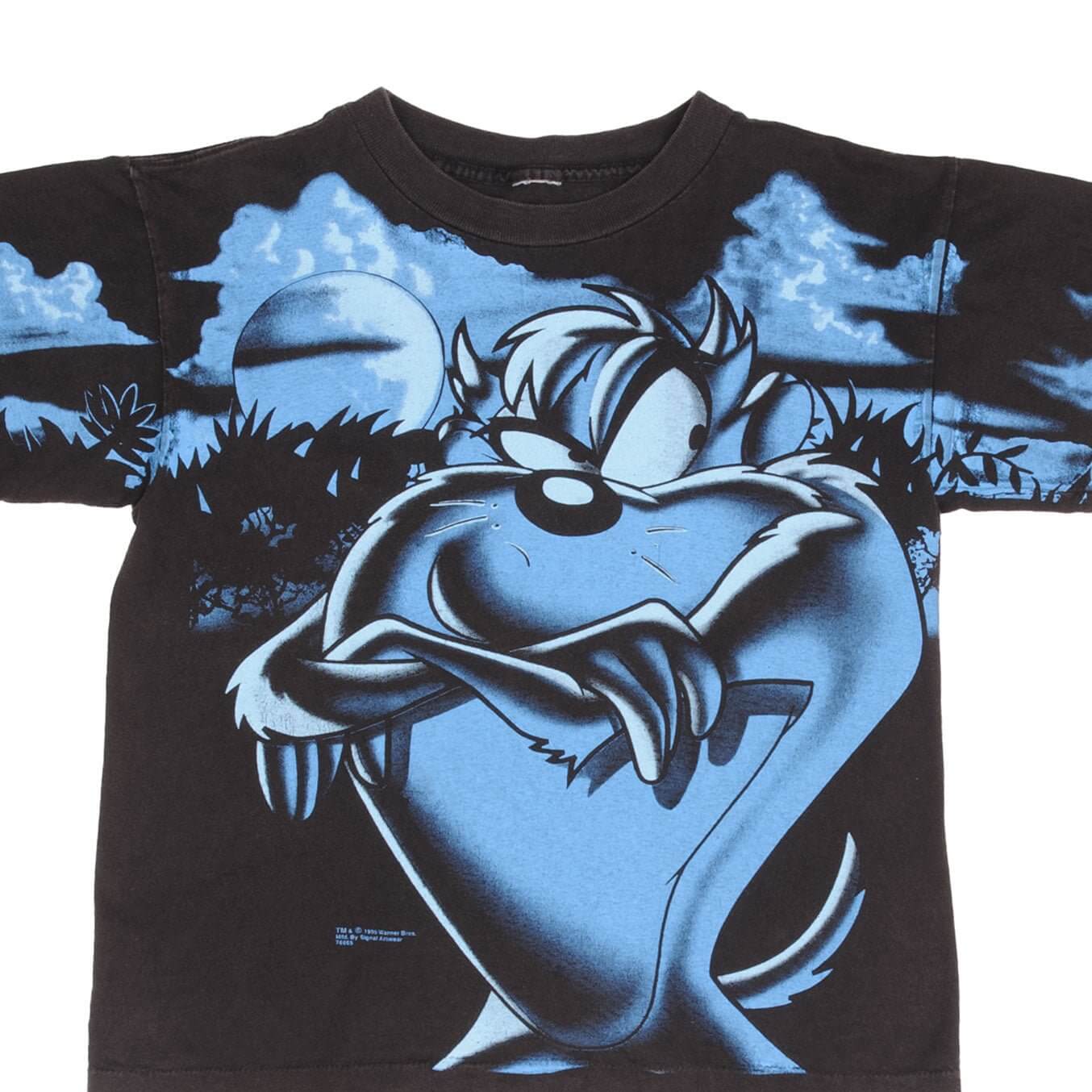 Vintage Looney Tunes Taz 1995 Graphic T-Shirt - Large Youth (14/16) - Classic Cartoon Character Tee for Casual Wear, Retro Fashion & Collectors